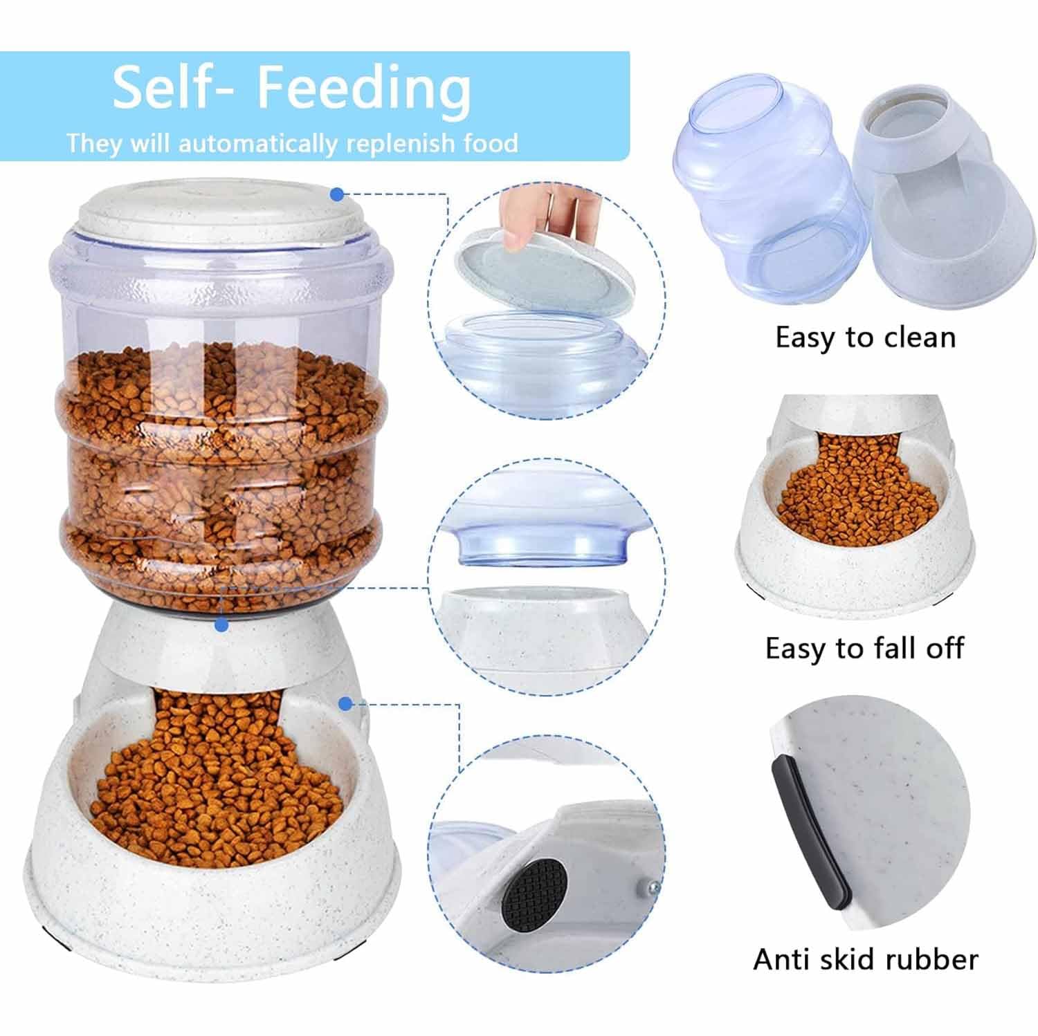 Automatic Dog Feeder for Large Dogs - 3.8L Gravity Pet Food Dispenser with Dry Food Storage | Travel & Home Use for Cats & Dogs | Durable Pet Bowl for Daily Feeding & Vacation Supply