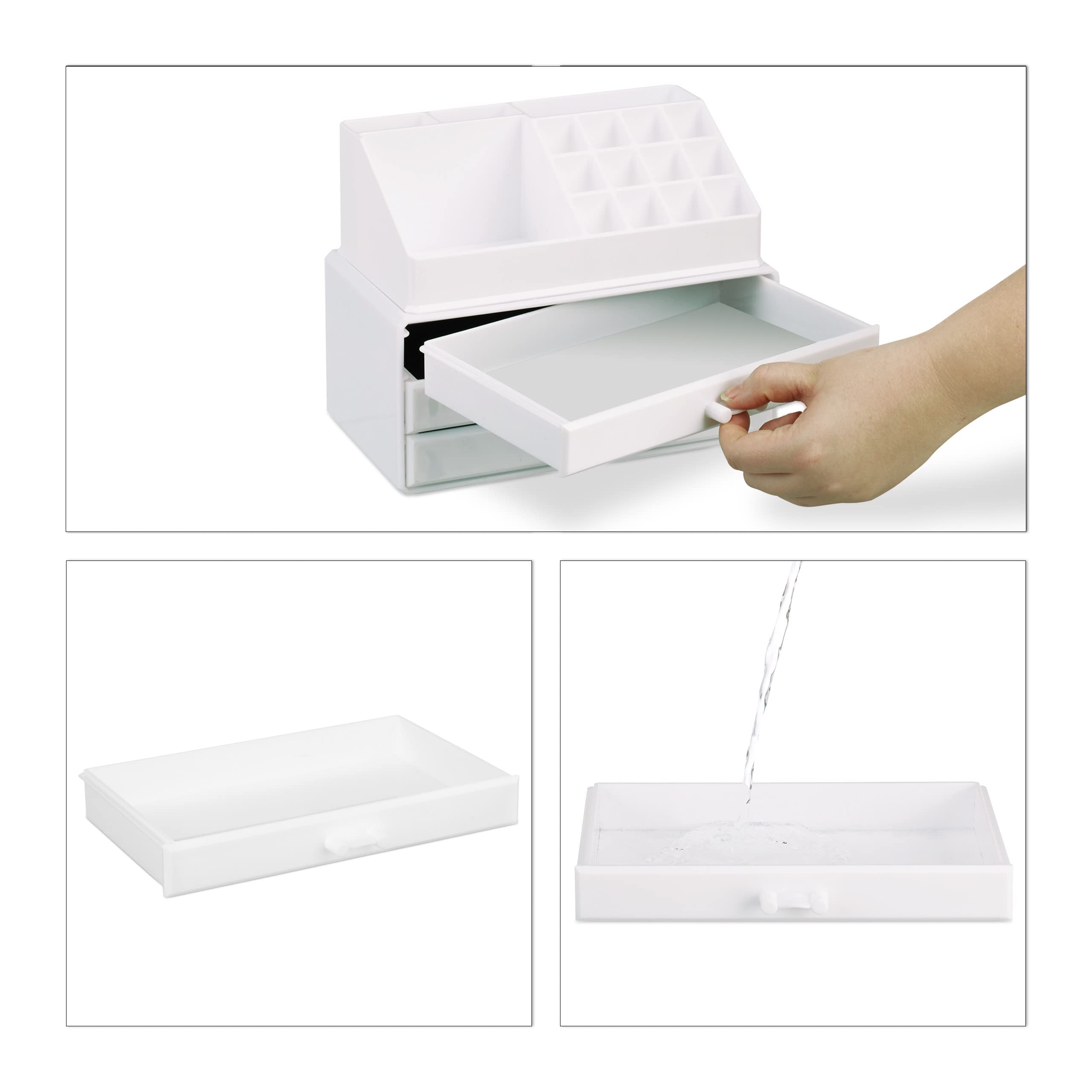 4-Drawer Acrylic Makeup Organizer - Cosmetic Storage Case for Nail Polish, Lipstick & Beauty Products | Perfect for Vanity, Bathroom & Travel Organization (White)
