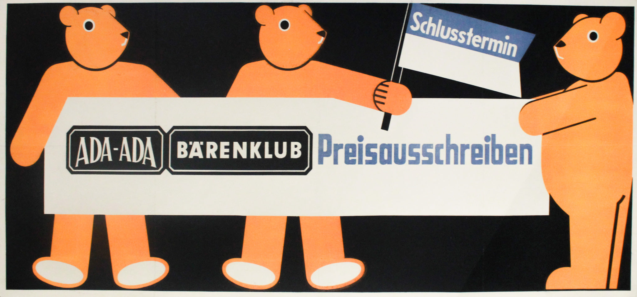 Vintage 1950s Original German Bear Club Poster - Ada Ada Bärenklub Retro Wall Art (Linen Backed) - Perfect for Home Decor, Man Cave & Vintage Collectors