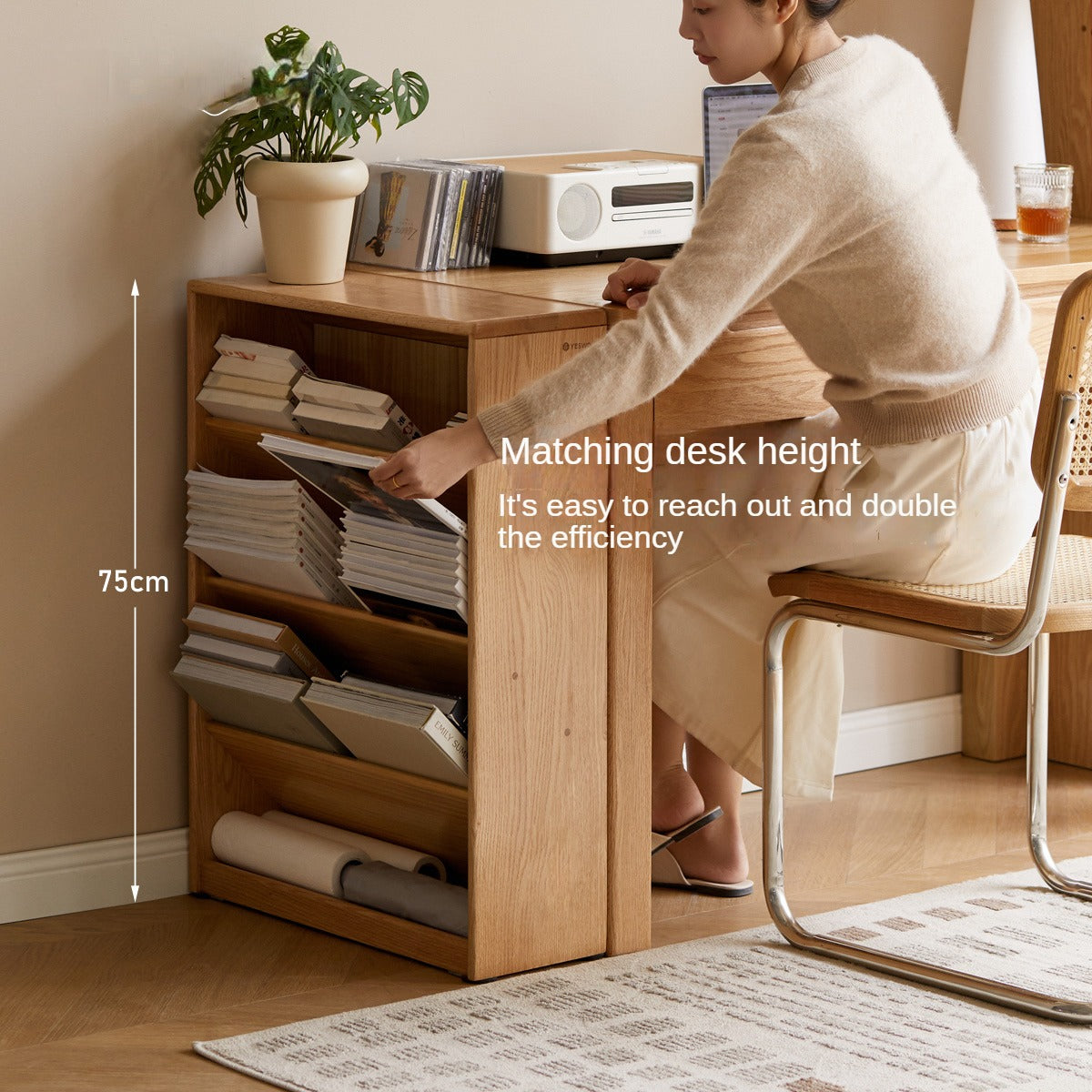 Oak Solid Wood Small Wall-Mounted Book Rack - Space-Saving Bookshelf for Living Room, Bedroom & Office Organization