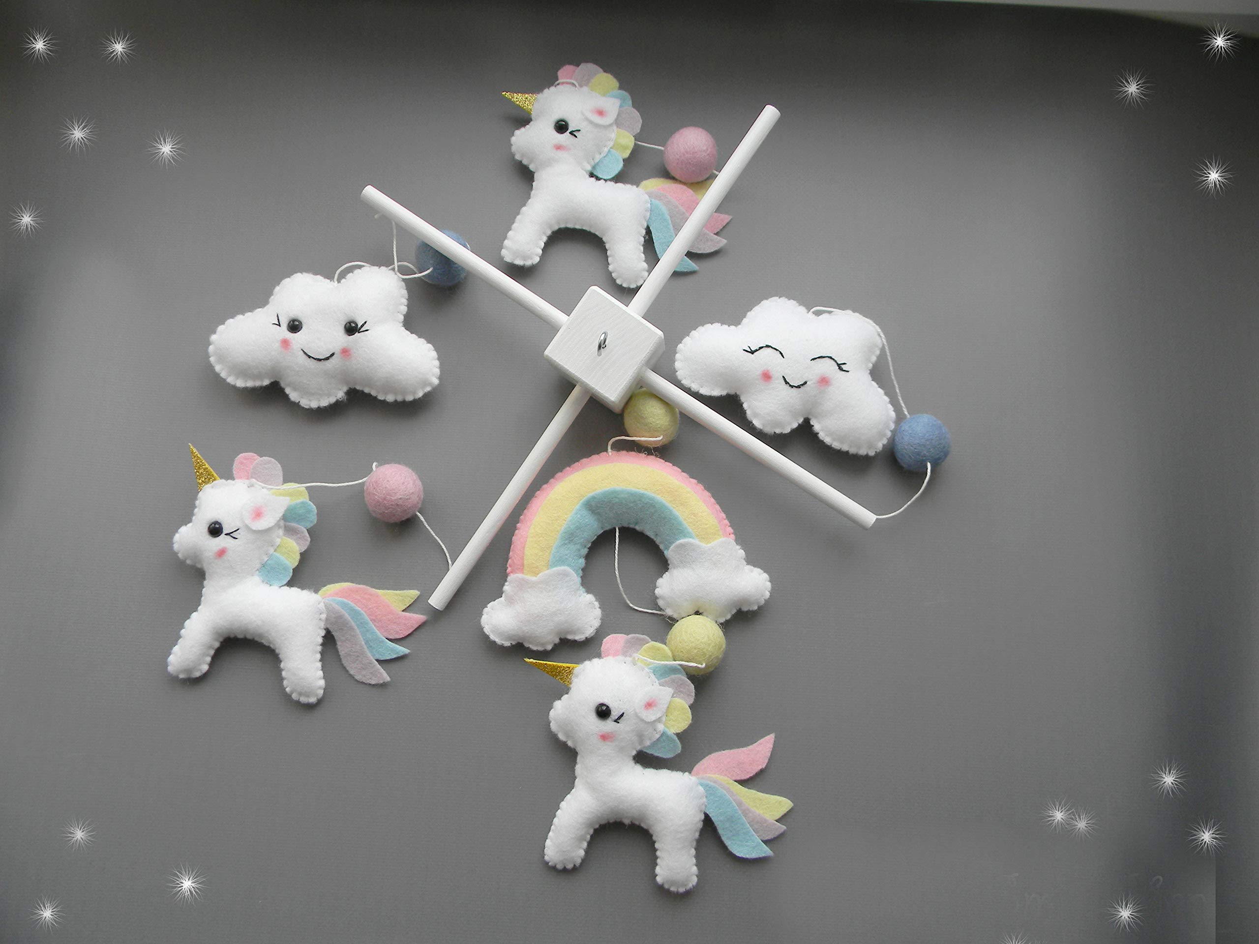 Unicorn Baby Mobile - Rainbow Crib Mobile for Girls, Princess Nursery Decor with Magic Felt Hanging Mobile | Perfect for Baby Showers, Nursery Room & Newborn Gifts