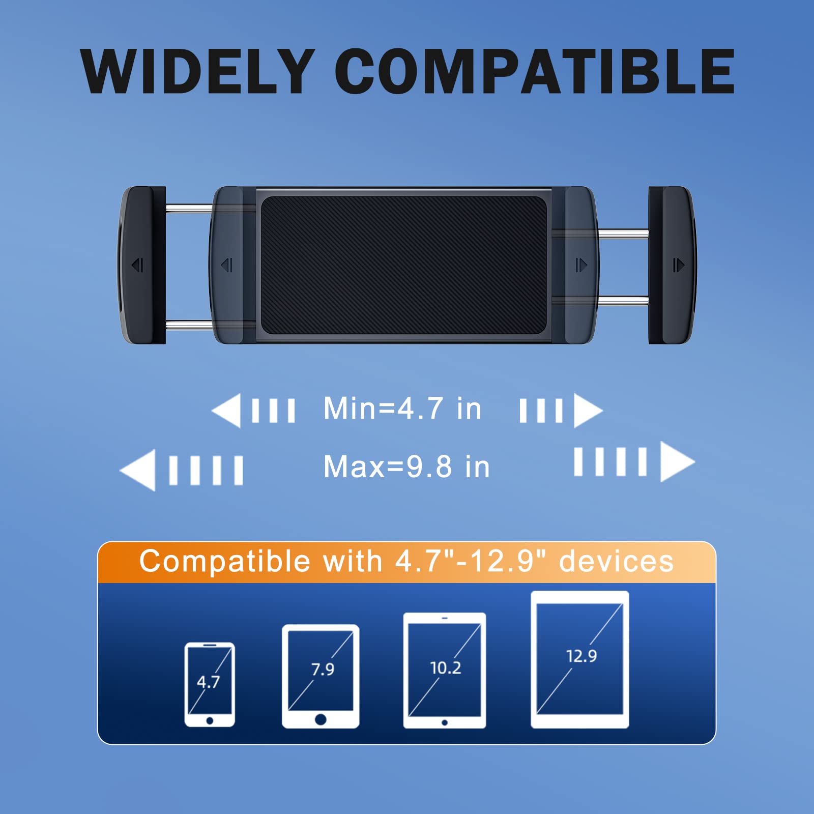 360° Rotatable Car Phone Mount for Samsung Galaxy Z Fold 6/5/4/3, iPad Mini 6, iPad Pro, iPad Air & Pixel Fold - Universal Tablet Holder for Car Air Vent & Dashboard (Fits 4-12.9