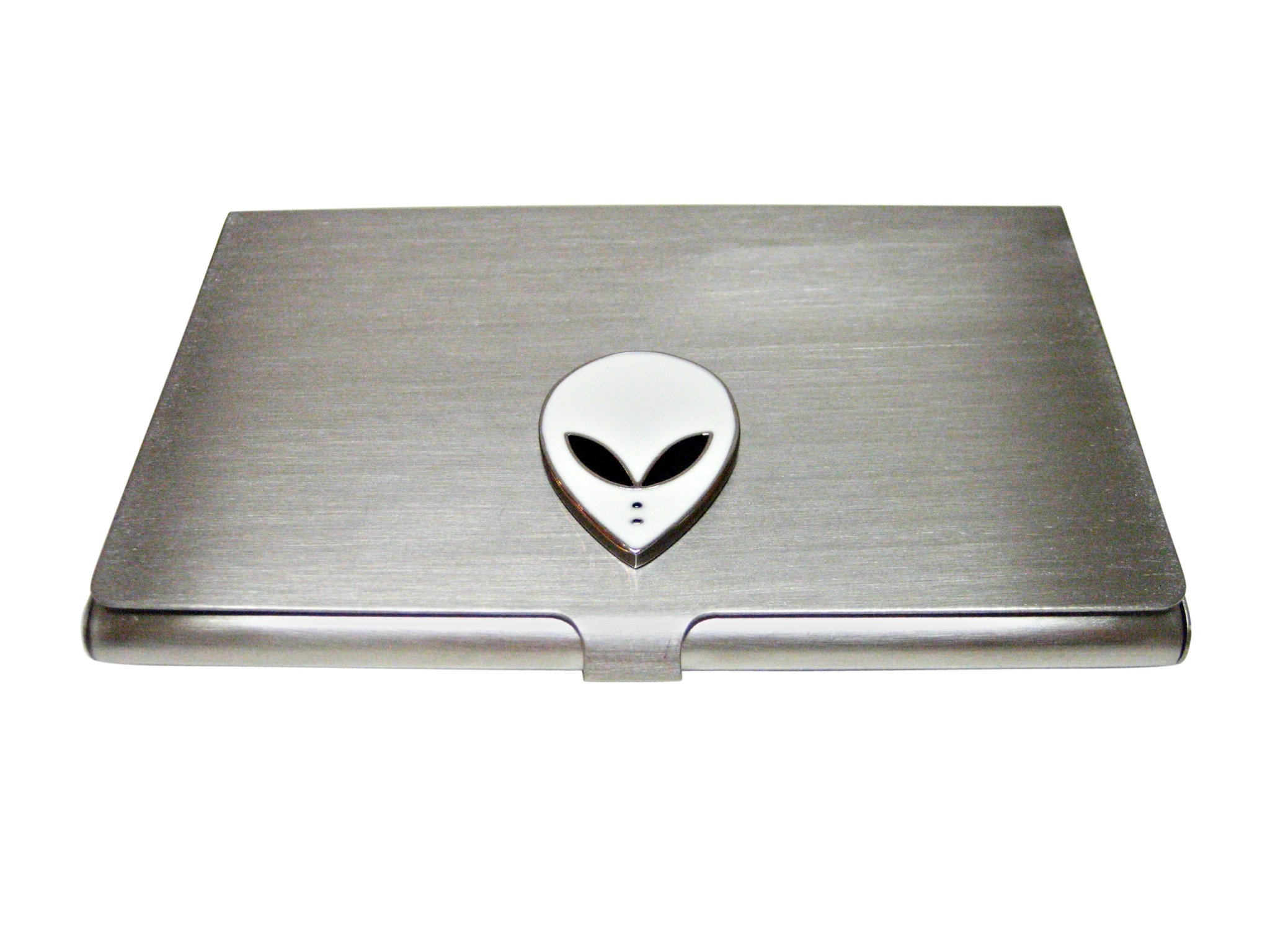 Kiola Designs White Alien Head Business Card Holder - Unique Office Desk Organizer for Professionals & Collectors