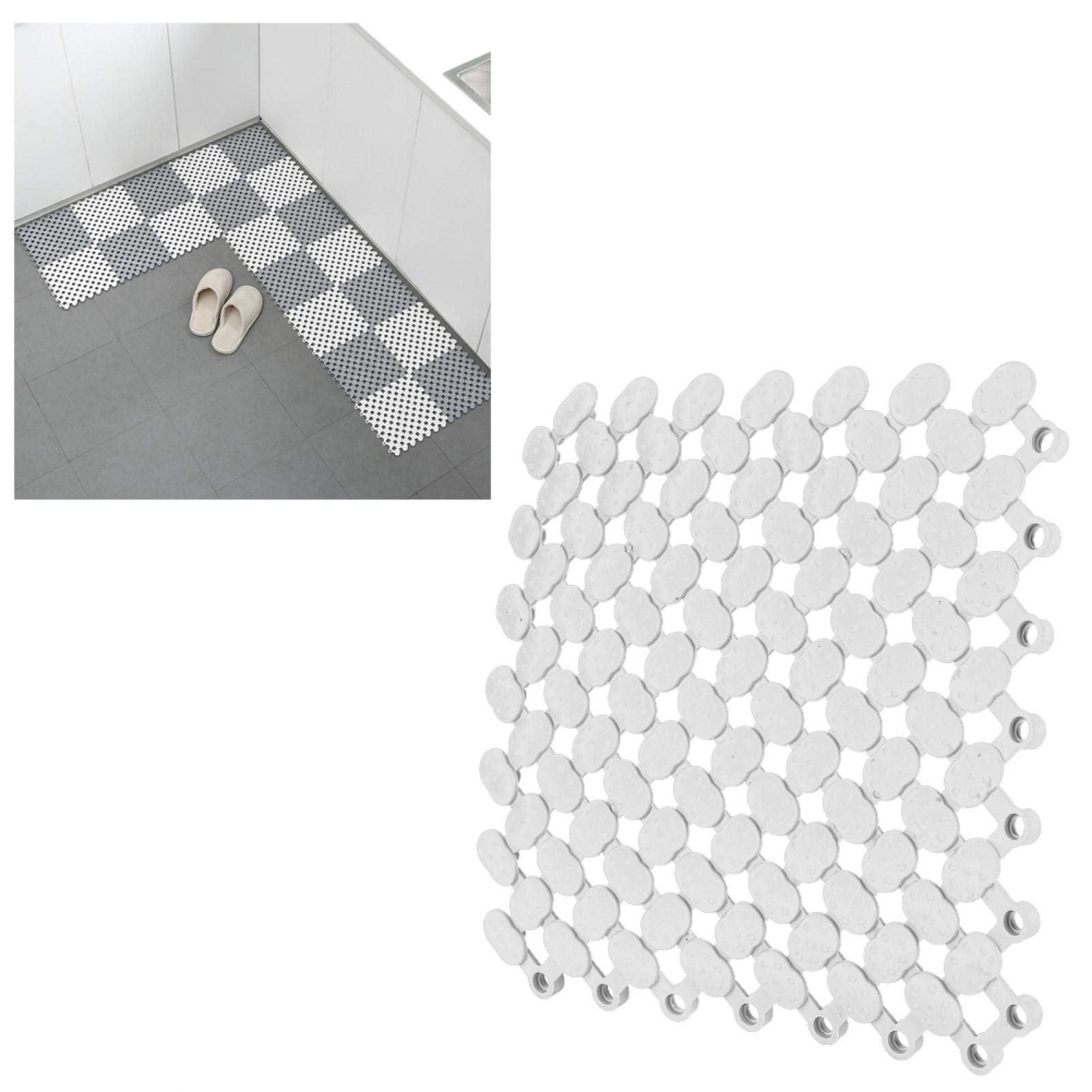 Premium Non-Slip Bath Mat - Ultra Soft Absorbent Floor Mat for Bathroom, Kitchen & Spa - Okuyonic Splicing Design (White) | Perfect for Wet Areas, Shower Safety & Home Decor