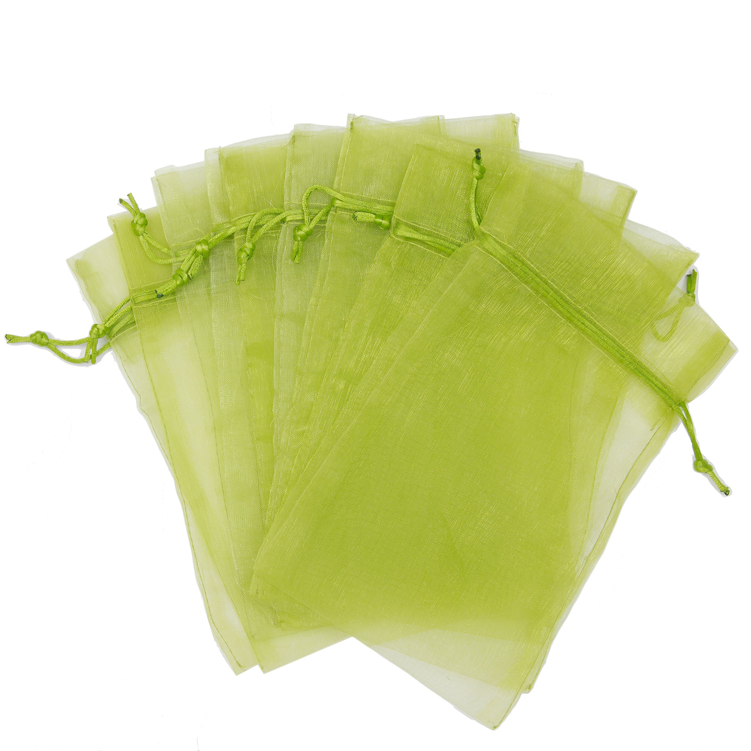 30 Pack Green Organza Gift Bags 5.5x9 Inches - Premium Designer Fabric Pouches for Wedding Favors, Party Gifts, Jewelry Packaging & Special Occasions