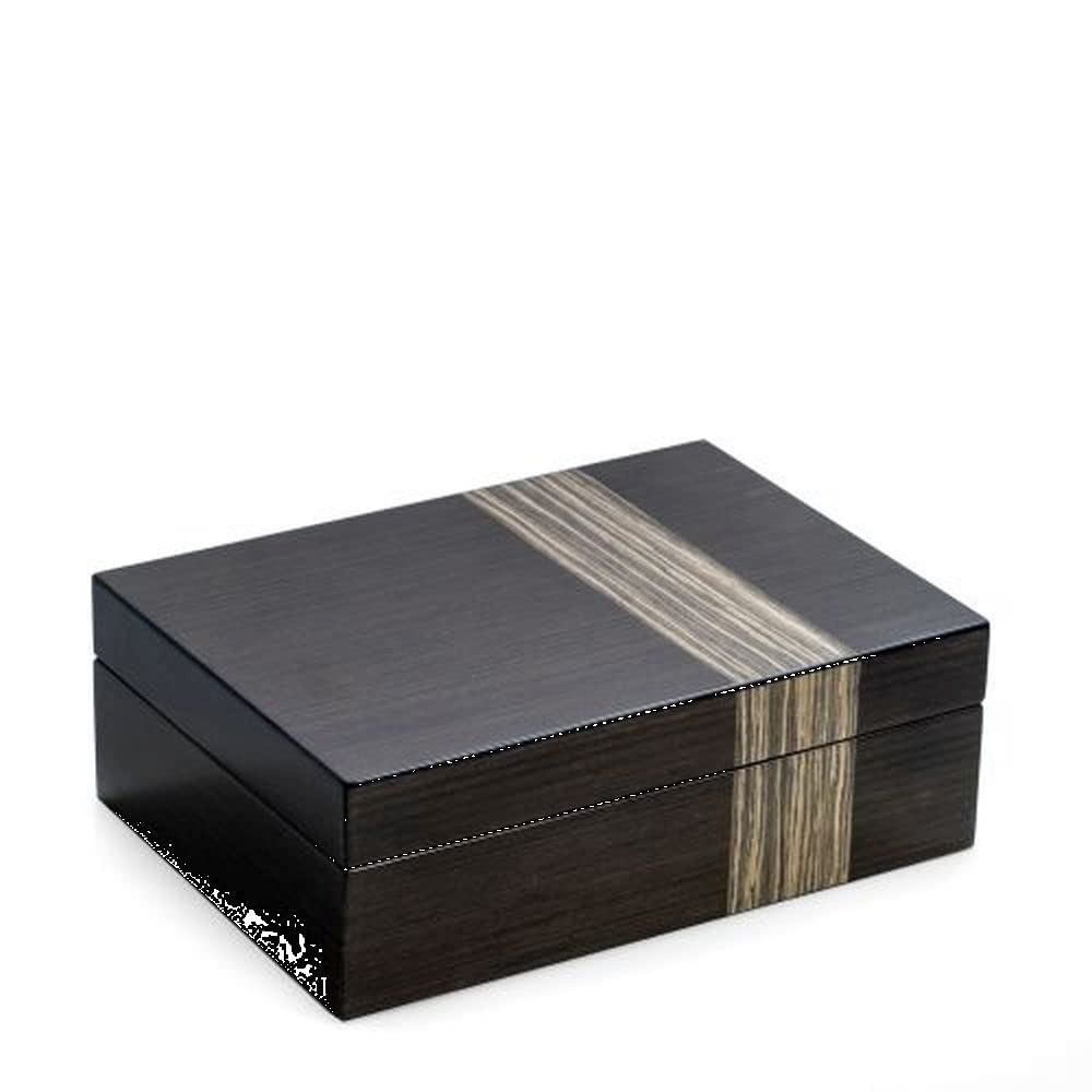 Bey-Berk Wood Grain 4-Watch Storage Box with Removable Tray & Multi Compartments - Luxury Watch Organizer for Men, Jewelry Display Case - Perfect for Dresser Top, Nightstand or Travel Accessories