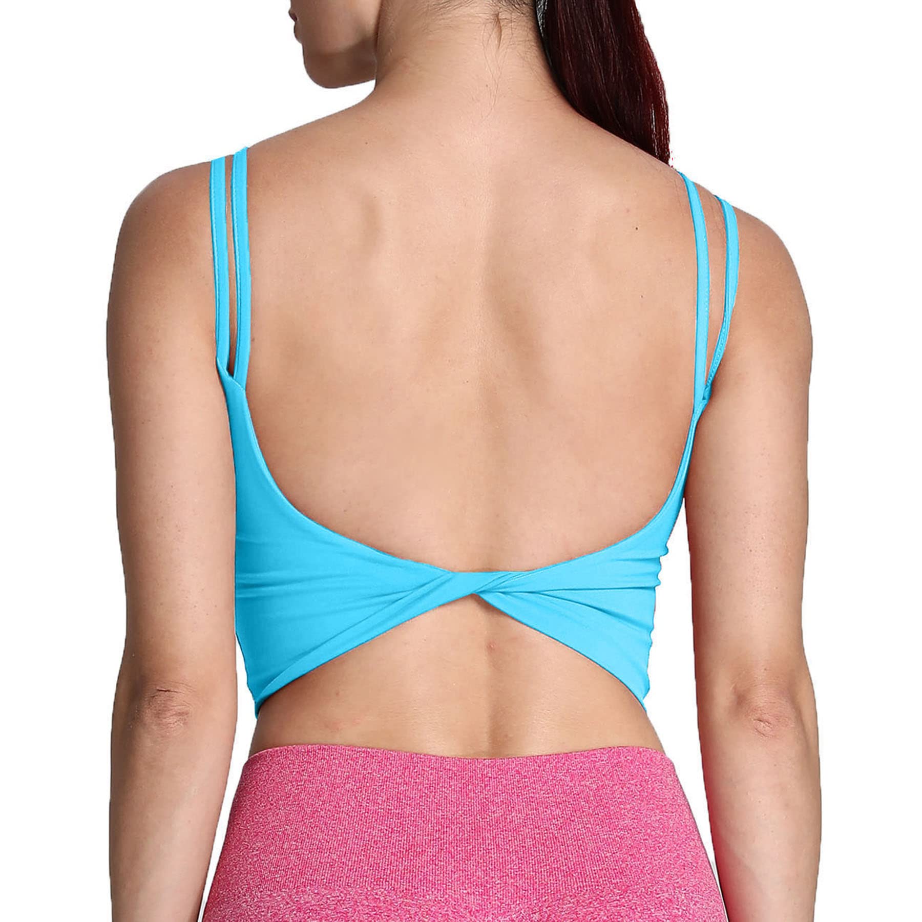 Aoxjox Women's Workout Sports Bras - Padded Backless Yoga Crop Top with Twist Back for Gym, Running & Fitness Training | Comfortable Cami for Active Lifestyles