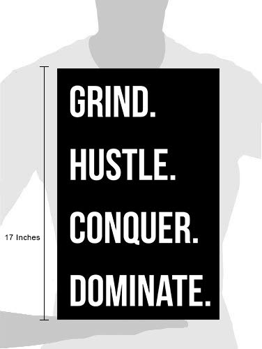 Grind Hustle Conquer Dominate Motivational Poster - 11x17 Inches Inspirational Wall Art for Entrepreneurs, Gym & Home Office Decor - Perfect for Fitness Training & Business Motivation