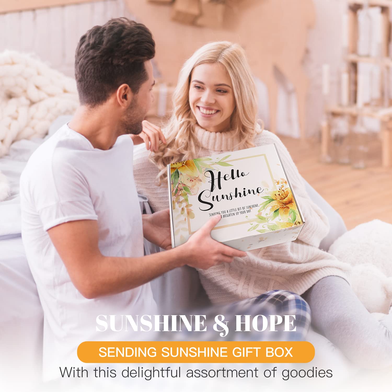 10pcs Get Well Soon Care Package for Women - Unique Birthday Gift Box with Sunflower Basket, Inspirational Blanket, Jar Candle - Perfect for Sister, Best Friend, Thinking of You Gifts | Ideal for Hospital Recovery, Cheer Up, Long Distance Friendship & Special Occasions