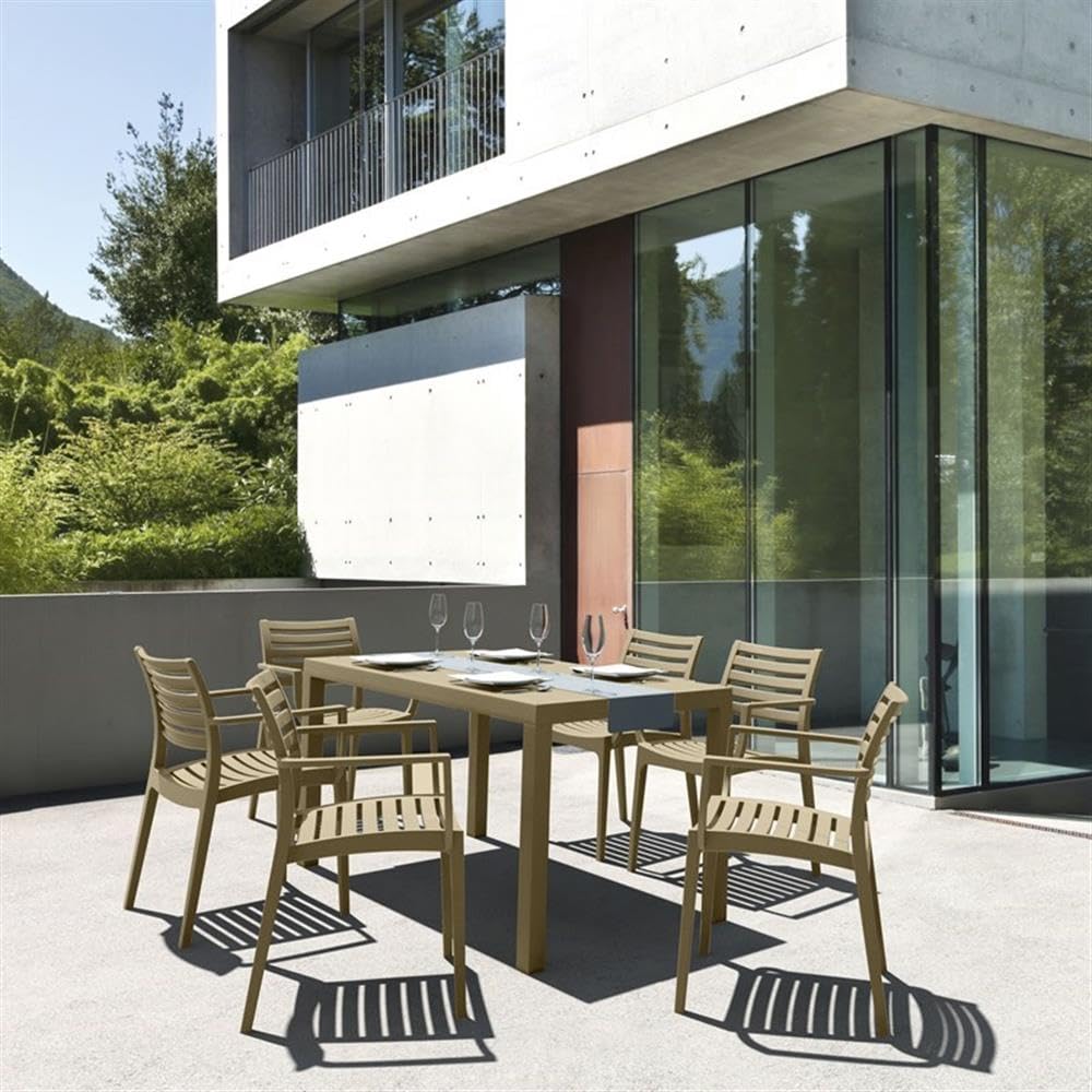 Artemis Outdoor Dining Arm Chairs in Dove Gray - Set of 2 Patio Furniture for Garden, Deck, and Poolside Relaxation