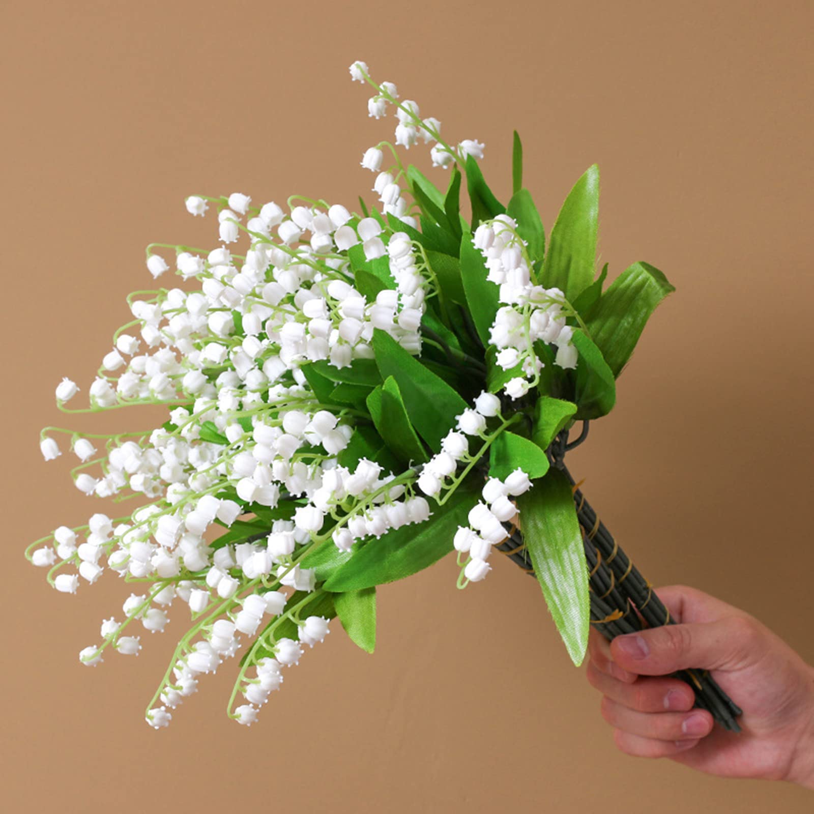 3 Bunches Artificial Lily of The Valley Faux Flowers - White Wind Chime Orchid Bouquet for Wedding, Home, Baby Shower Party - Elegant Indoor Outdoor Garden Decor for Centerpieces, Table Settings & Special Events