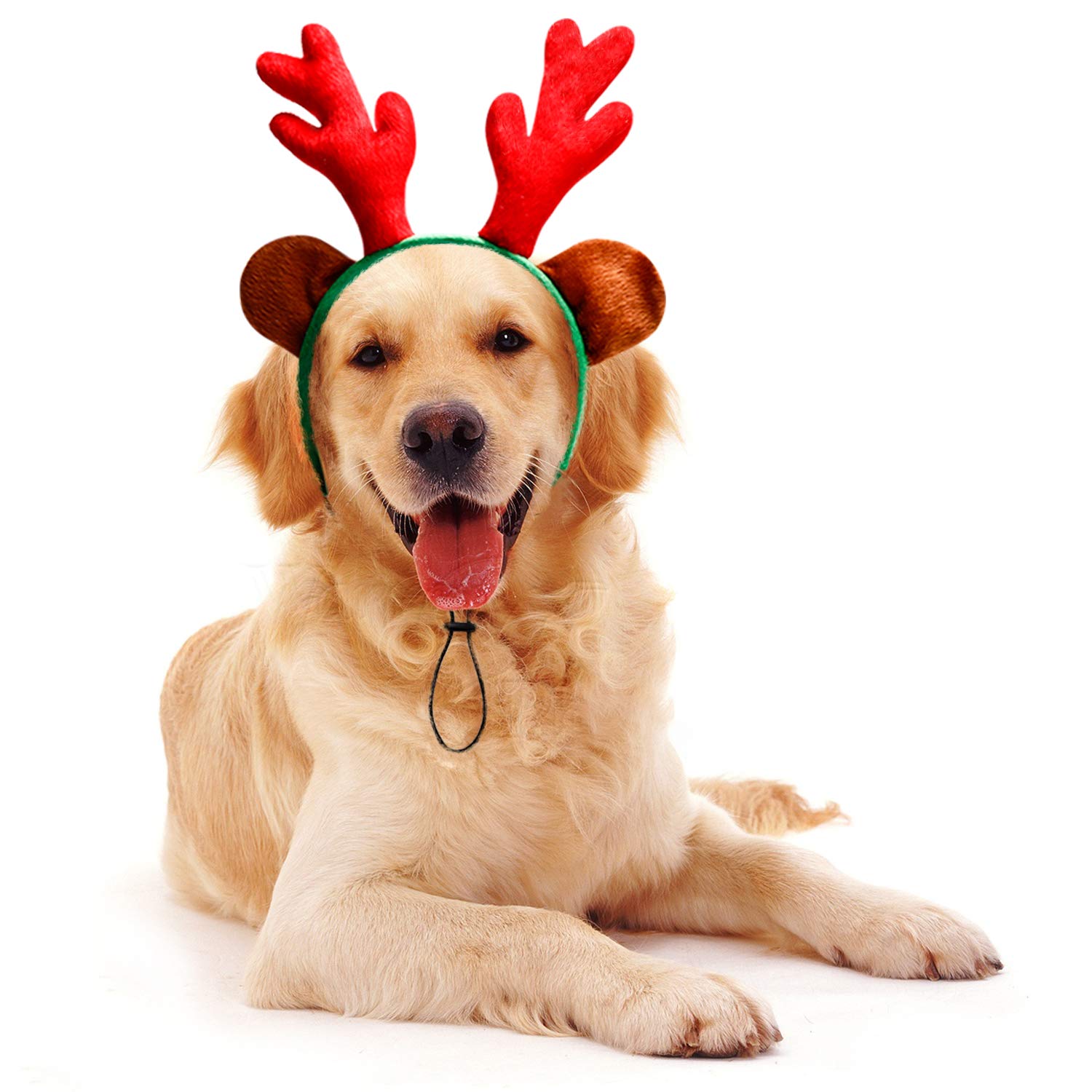 Toozey Adjustable Dog Christmas Costume - Soft Reindeer Antlers with Ears Headband for Medium & Large Dogs | Holiday Pet Outfit for Christmas Photos & Parties