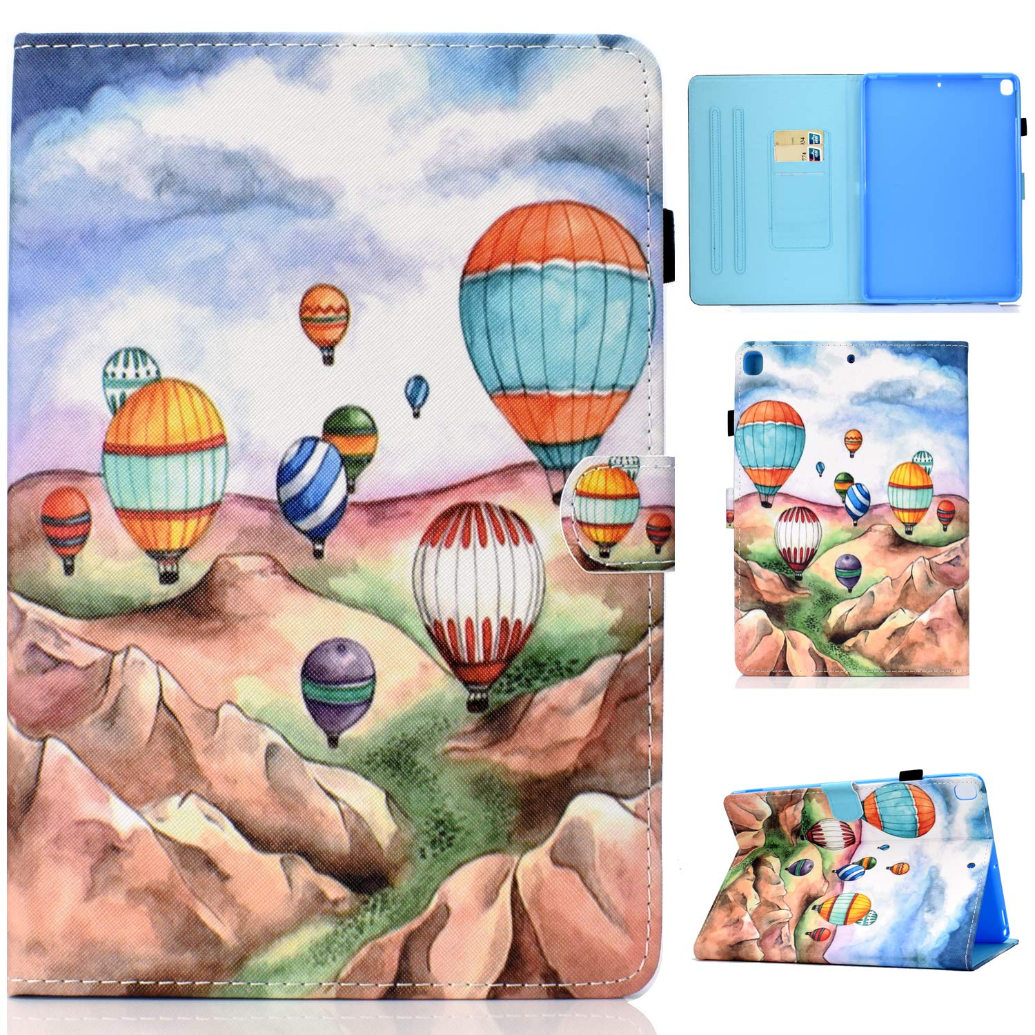 Premium PU Leather iPad 10.2 Case (7th Gen 2019) - Bookstyle Wallet Flip Stand Cover with Magnetic Auto Sleep/Wake & Card Slots | Perfect for Work, Travel & School | Compatible with Apple iPad 10.2 2019 Model (Hot Air Balloon Design)
