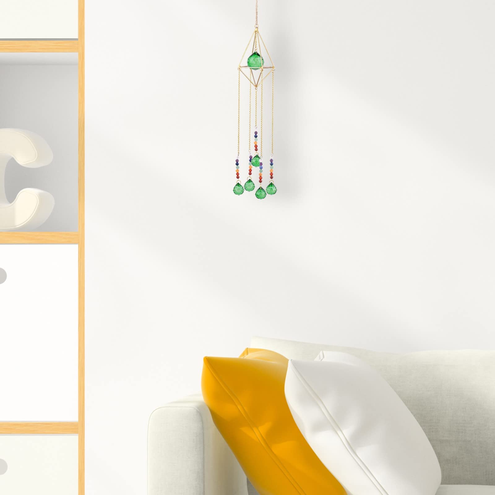 Handmade Crystal Sun Catcher - Rainbow Maker Wind Chime for Home & Garden Decor, Housewarming Gift (Green) | Perfect for Window, Wall & Outdoor Decorations to Create Stunning Light Reflections