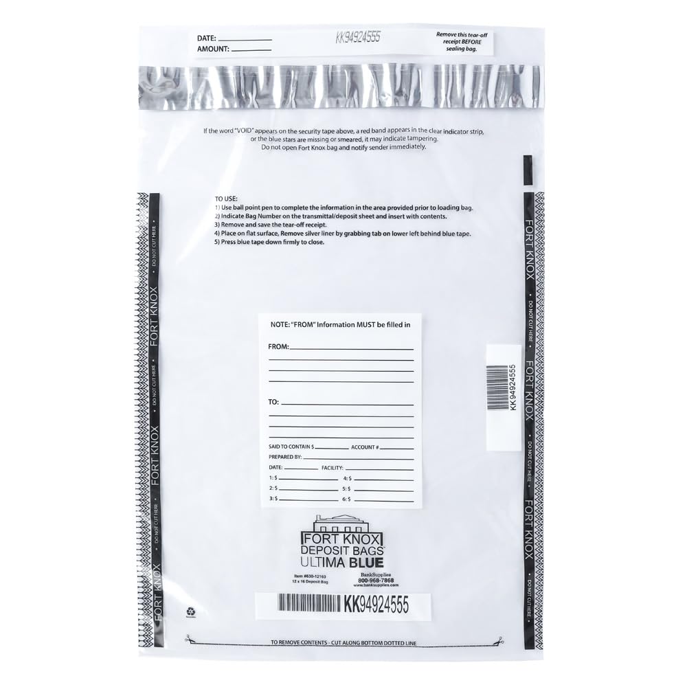 Ultima Blue Clear Bank Deposit Bags 12