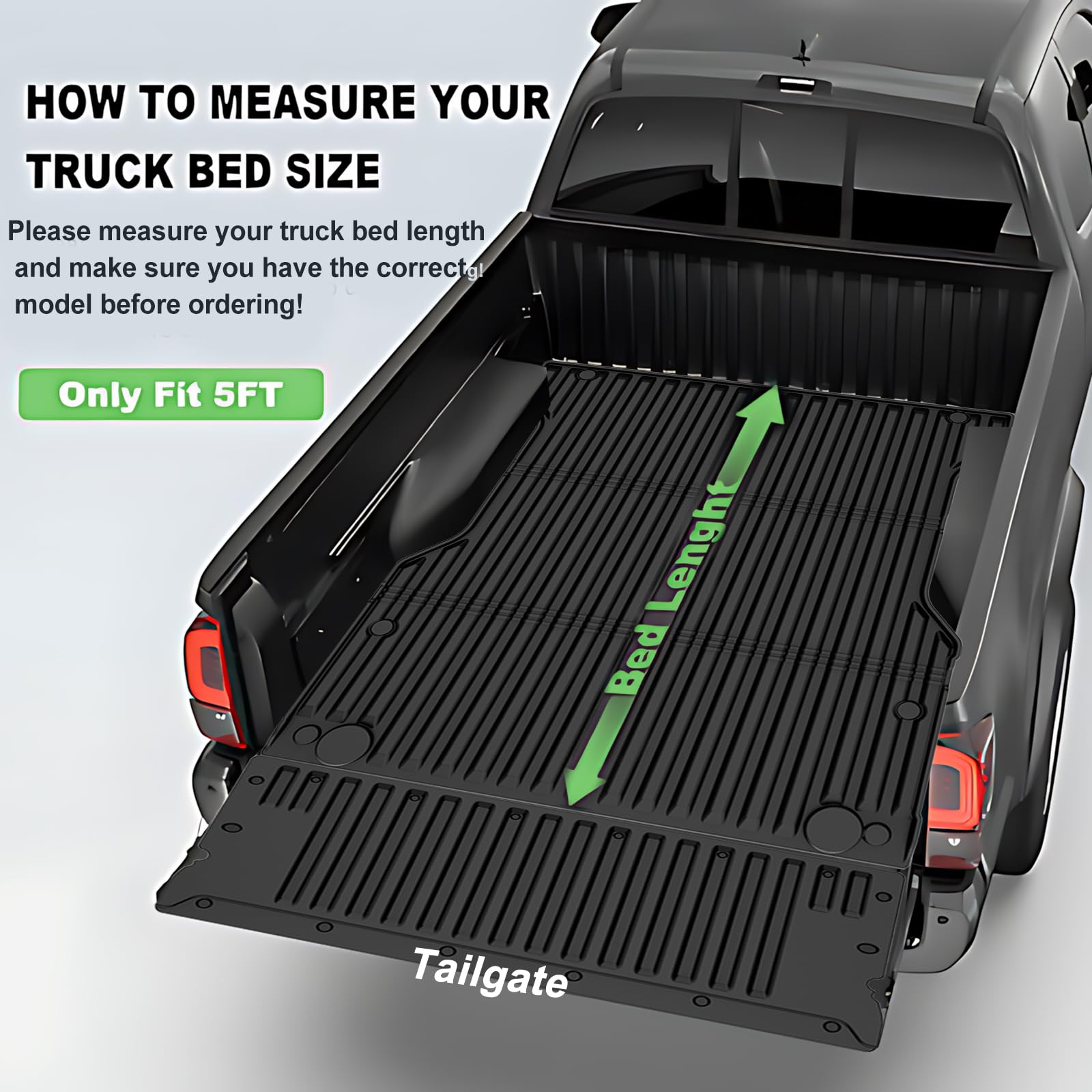 **2024 Toyota Tacoma 5FT Bed Mat & Tailgate Mat - Heavy Duty TPE All Weather Truck Bed Liner, Custom Fit for 2024 Tacoma Accessories - Perfect for Hauling, Off-Roading & Cargo Protection**