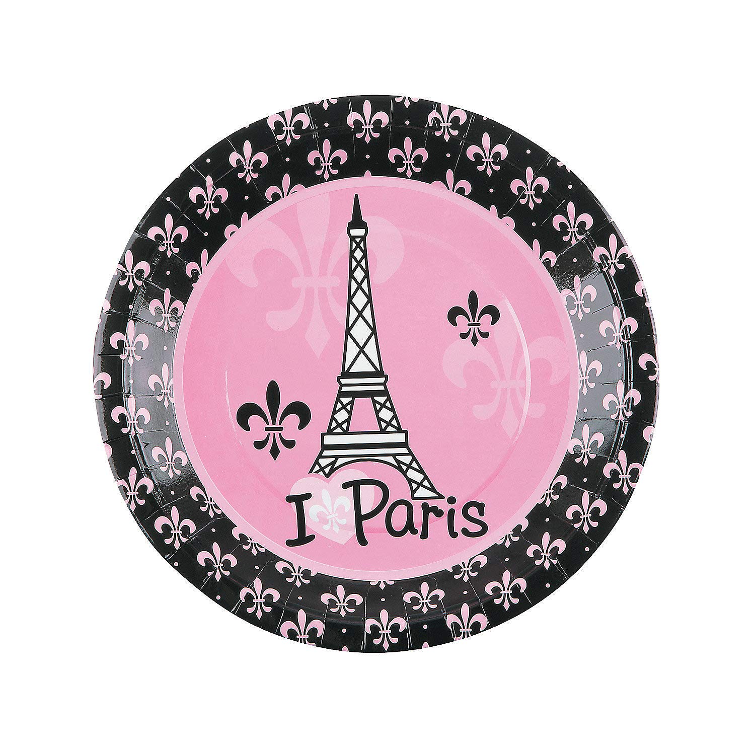 Fun Express Perfectly Paris Party Eiffel Tower Paper Dinner Plates - 8 Count Disposable Tableware for Baby Showers, Birthdays & Paris Themed Parties - Elegant Paper Plates for French Decor, Wedding Receptions & Themed Events