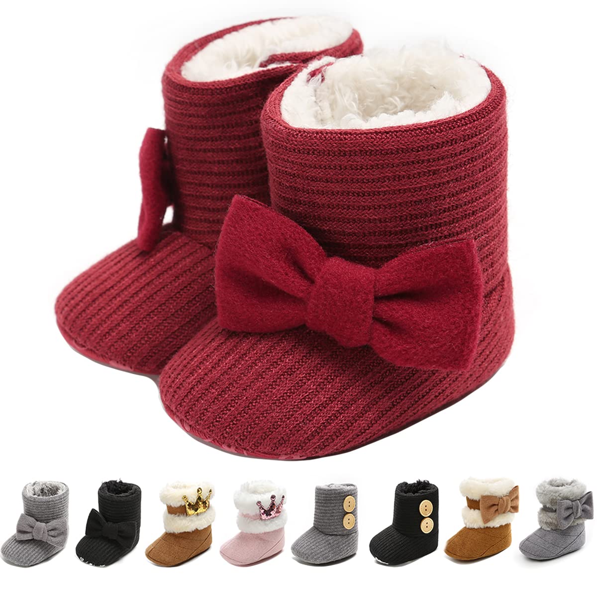 Ohwawadi Cozy Fleece Baby Boots for Boys & Girls - Warm Winter Snow Slippers for Newborn to Toddler - Perfect for Indoor Play, Nursery, and Cold Weather Outings