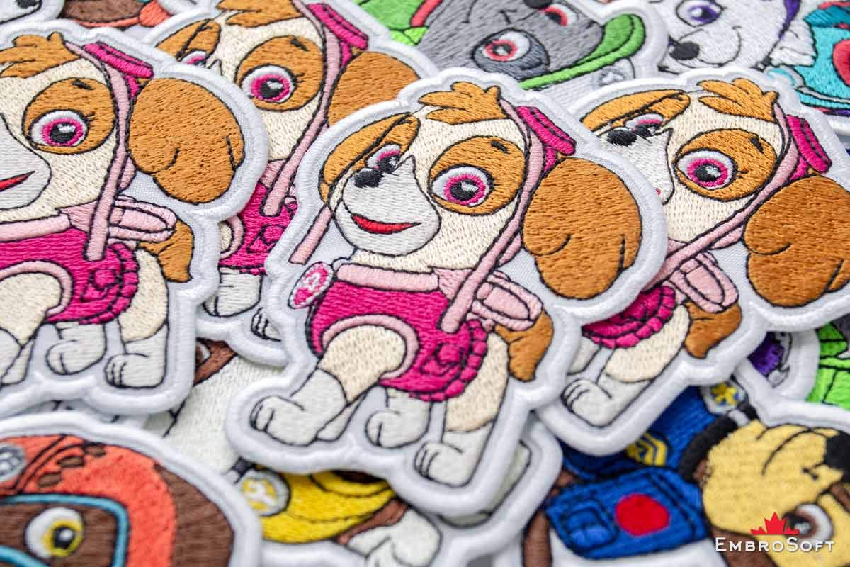 Funny Puppy Skye Embroidered Iron-On Patch - 2.9 x 3.9 Inches for Jackets, Backpacks & DIY Crafts | Cute Dog Applique for Clothing & Accessories