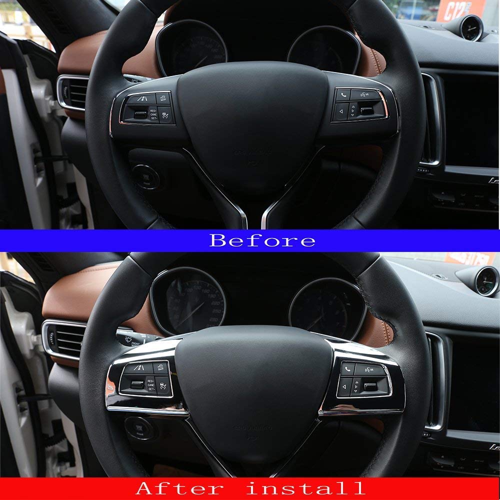 ABS Plastic Steering Wheel Button Frame Cover Trim for Maserati Levante Ghibli Quattroporte - Chrome Silver Finish | Interior Accessory Upgrade for Enhanced Driving Experience