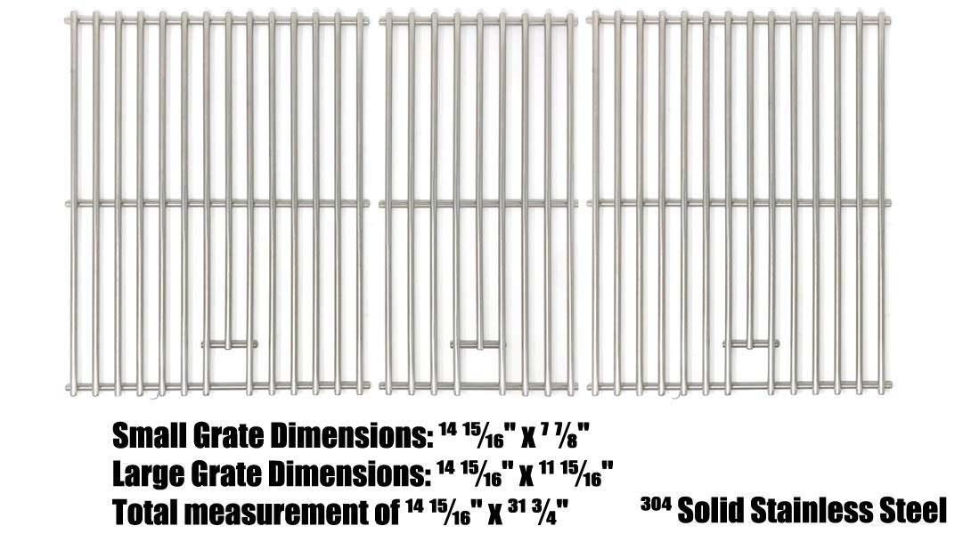 Premium Stainless Steel Cooking Grid Replacement for Kenmore 463366506, Thermos 461410708, 461410907, 461411107, 492, PS492 & Charbroil 46344532, 4634522 Gas Grills - Heavy Duty BBQ Grill Grate Set of 3 - Perfect for Backyard Grilling, Camping & Outdoor Cooking