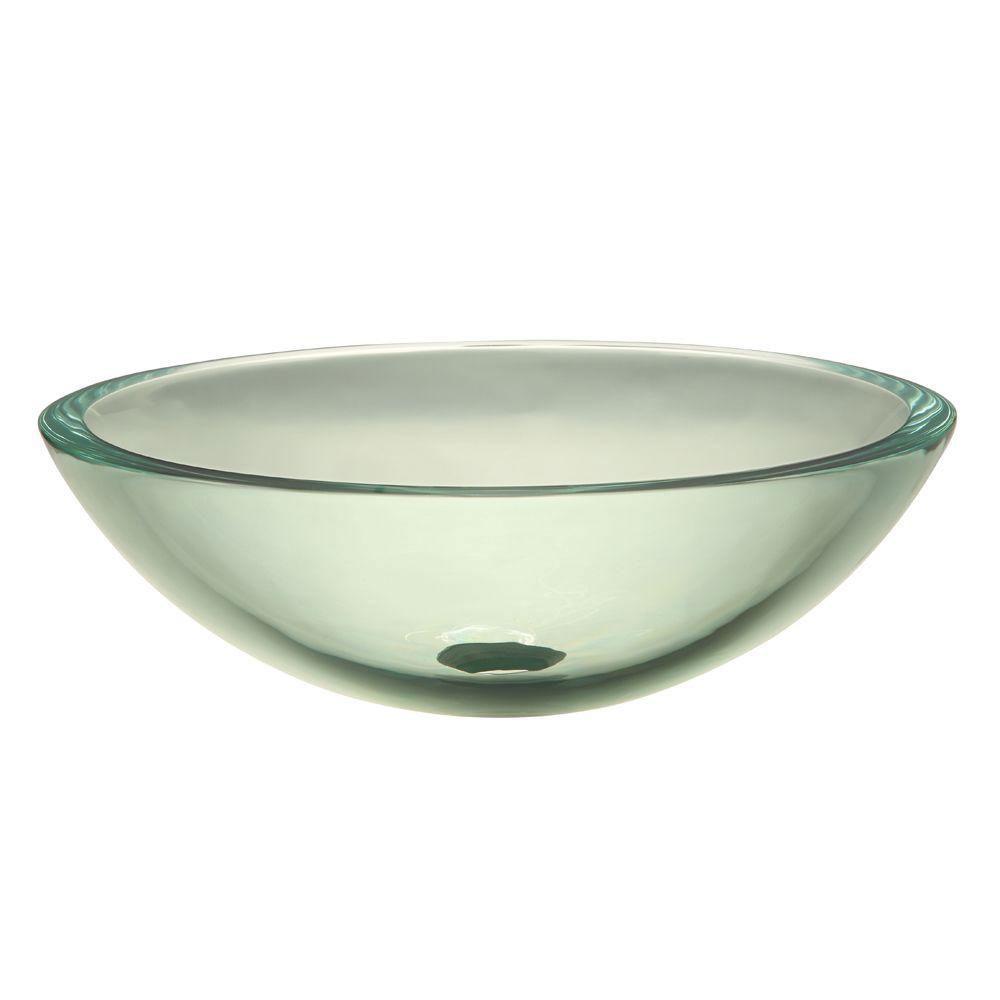 Decolav Translucent Glass Vessel Bathroom Sink - Clear Natural Finish 542902 - Modern Vanity for Contemporary Bathroom Design