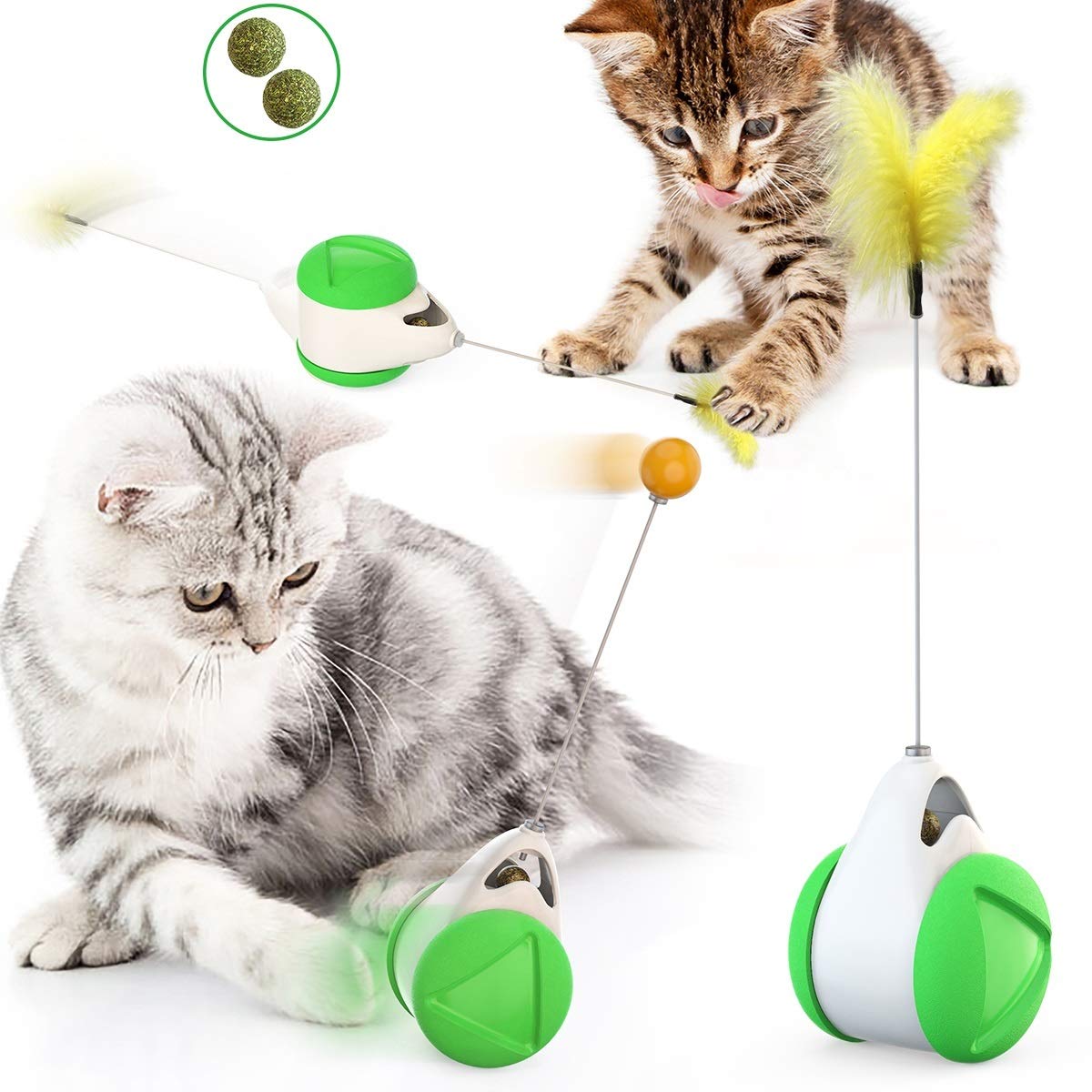 Interactive Catnip Ball Toy for Indoor Cats - 360° Self-Rotating Chaser & Balance Swing Car Toy | Fun Exercise & Playtime for Kittens & Adult Cats