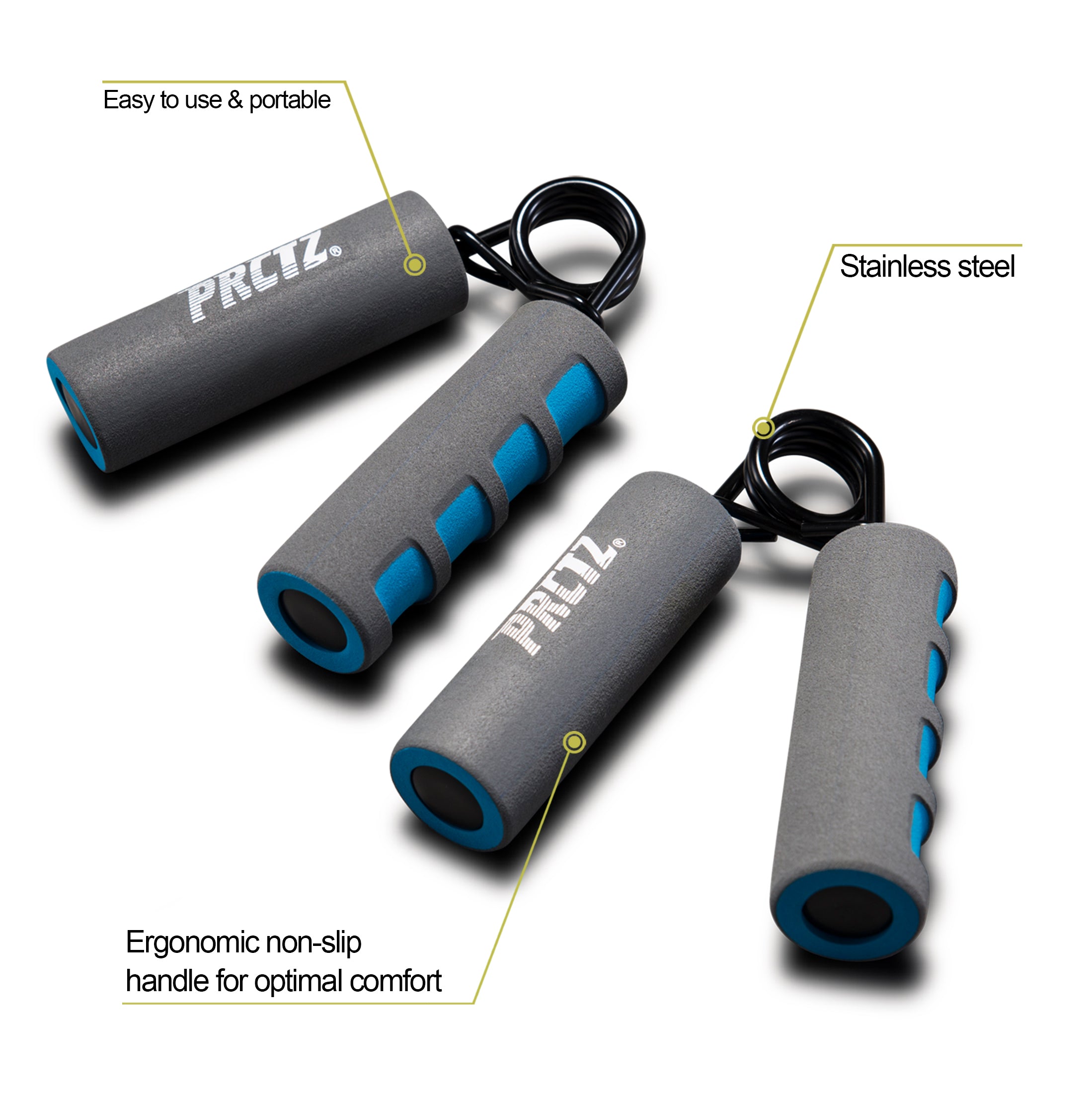 PRCTZ Essential Hand Grip Strengthener - 2 Pack Set for Hand Therapy, Forearm & Finger Strength Training - Perfect for Athletes, Musicians & Office Workers
