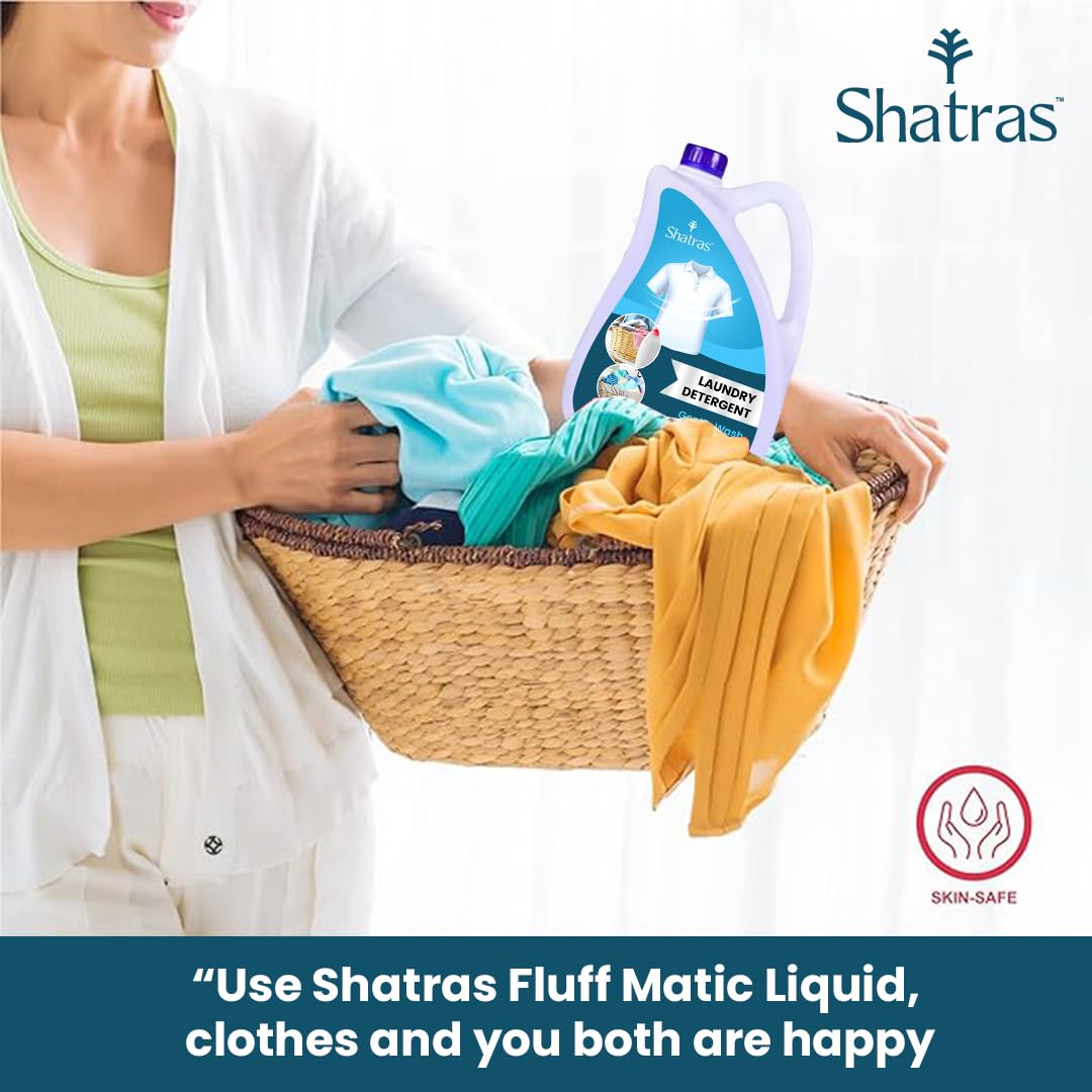 Shatras Liquid Laundry Detergent 5L - Concentrated Fabric Softener for Top & Front Load Washing Machines | Gentle Hand Wash Formula | Ideal for Family Laundry, Baby Clothes & Delicate Fabrics