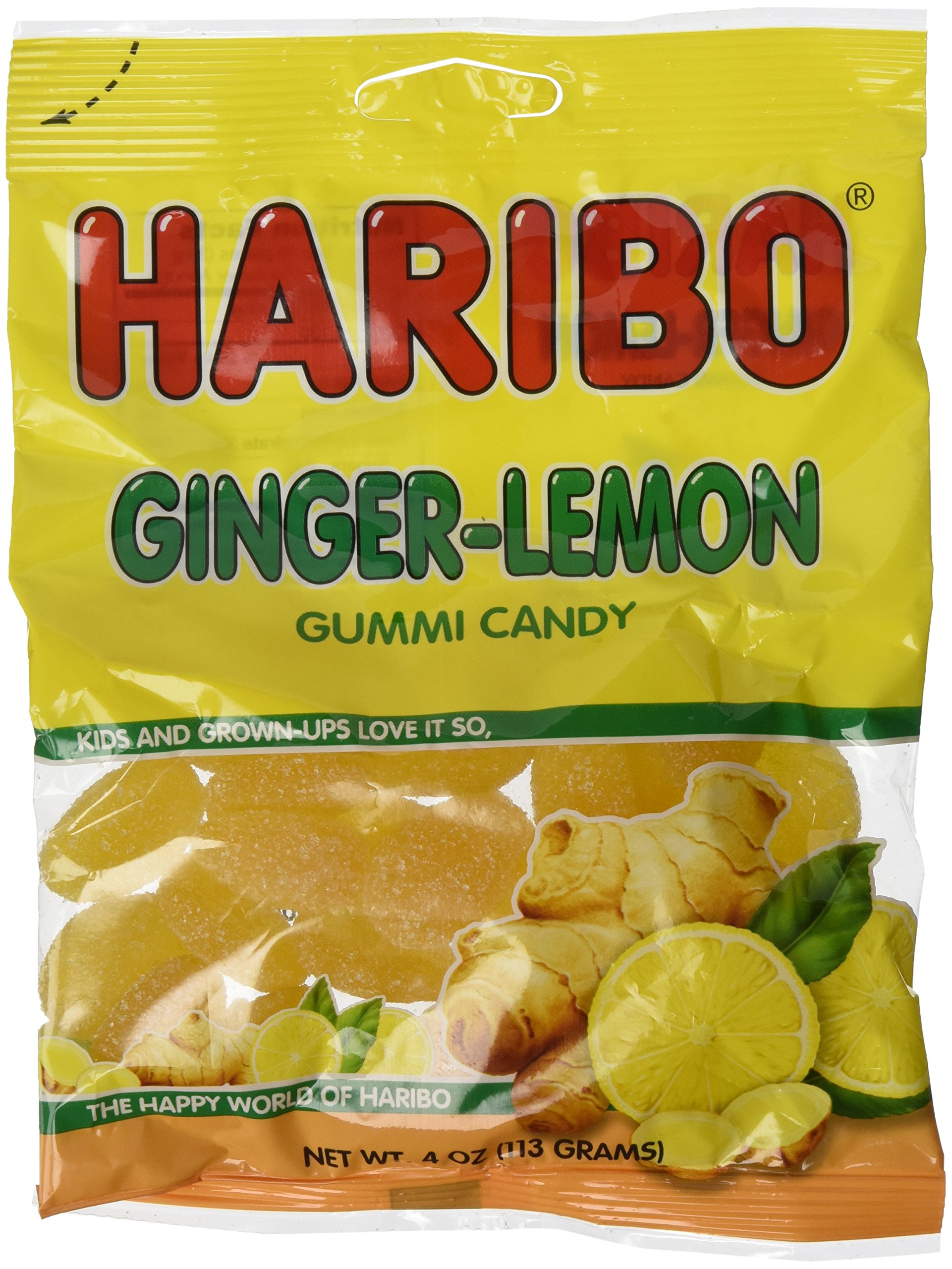 Haribo Ginger-Lemon Gummy Candy - 4 Oz Bags (Pack of 3) | Soft & Chewy German Sweets | Perfect for Snacking, Parties & Gift Baskets