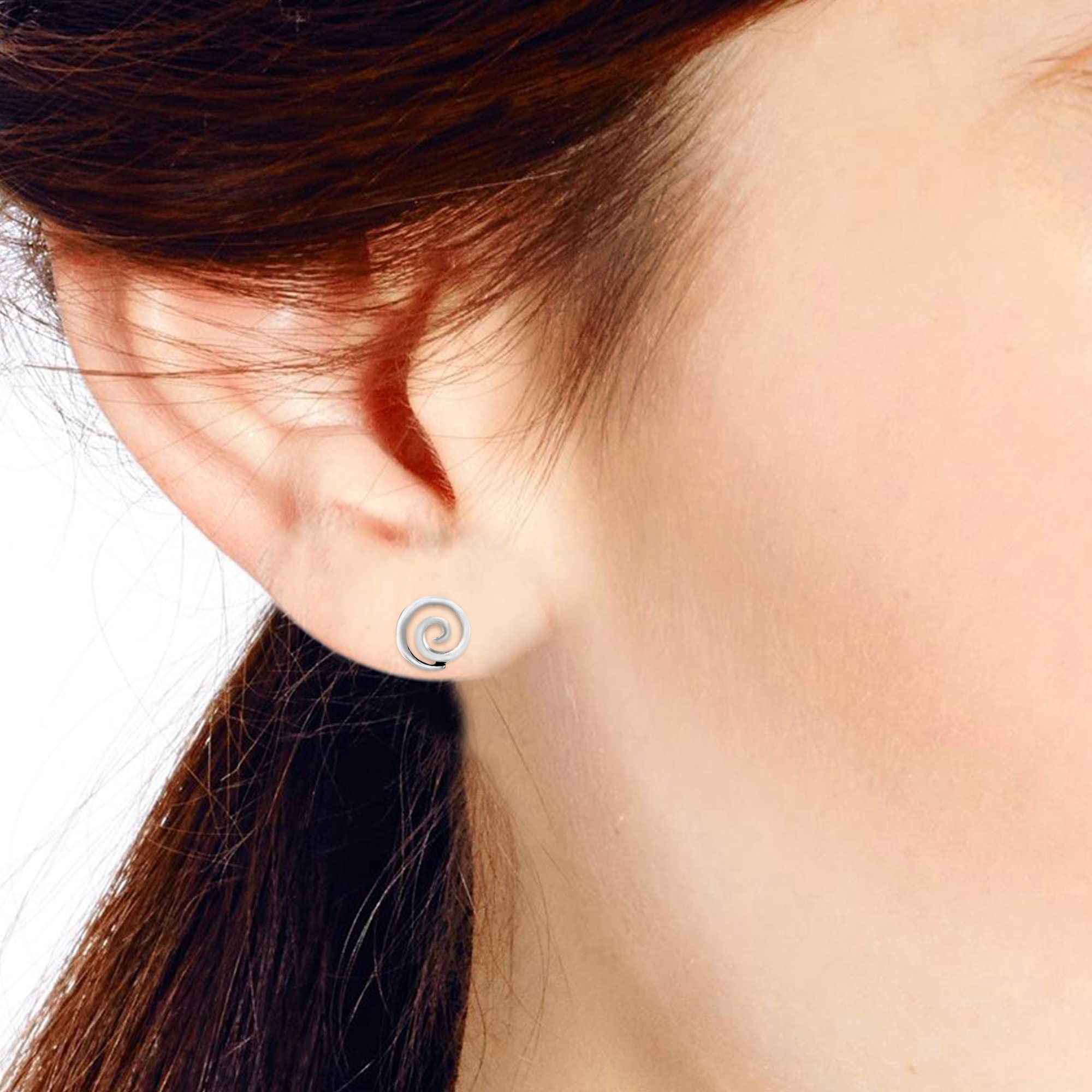 Aeravida Radiant Spiral .925 Sterling Silver Stud Earrings for Women - Hypoallergenic Elegant Stud Earrings for Daily Wear, Gift Giving & Special Occasions