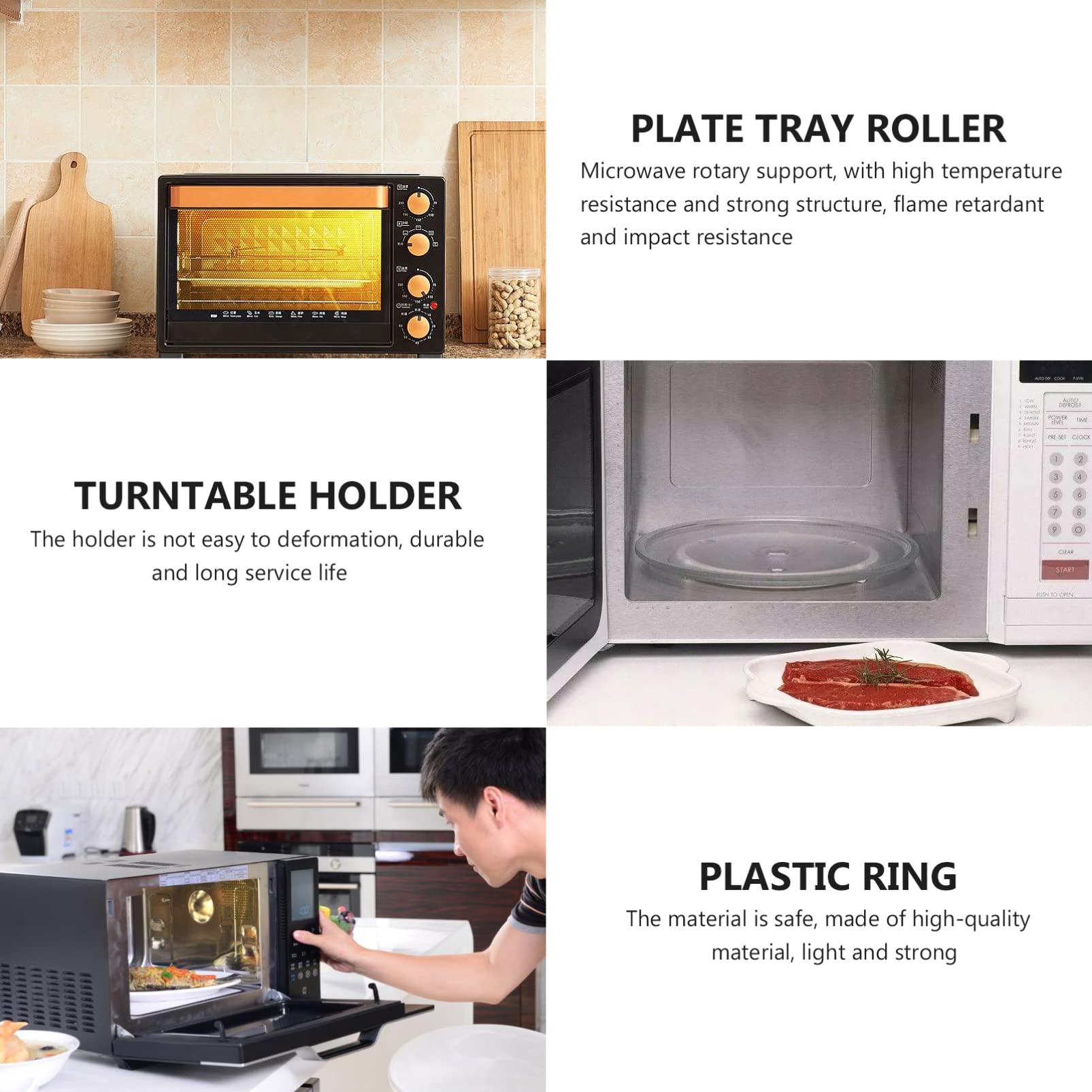 Mobestech 2-Pack Microwave Turntable Stand Replacement - Triple Arm Glass Rotating Roller Plate Tray Accessories for Microwave Oven | Perfect for Heating Food Evenly & Replacing Broken Turntables