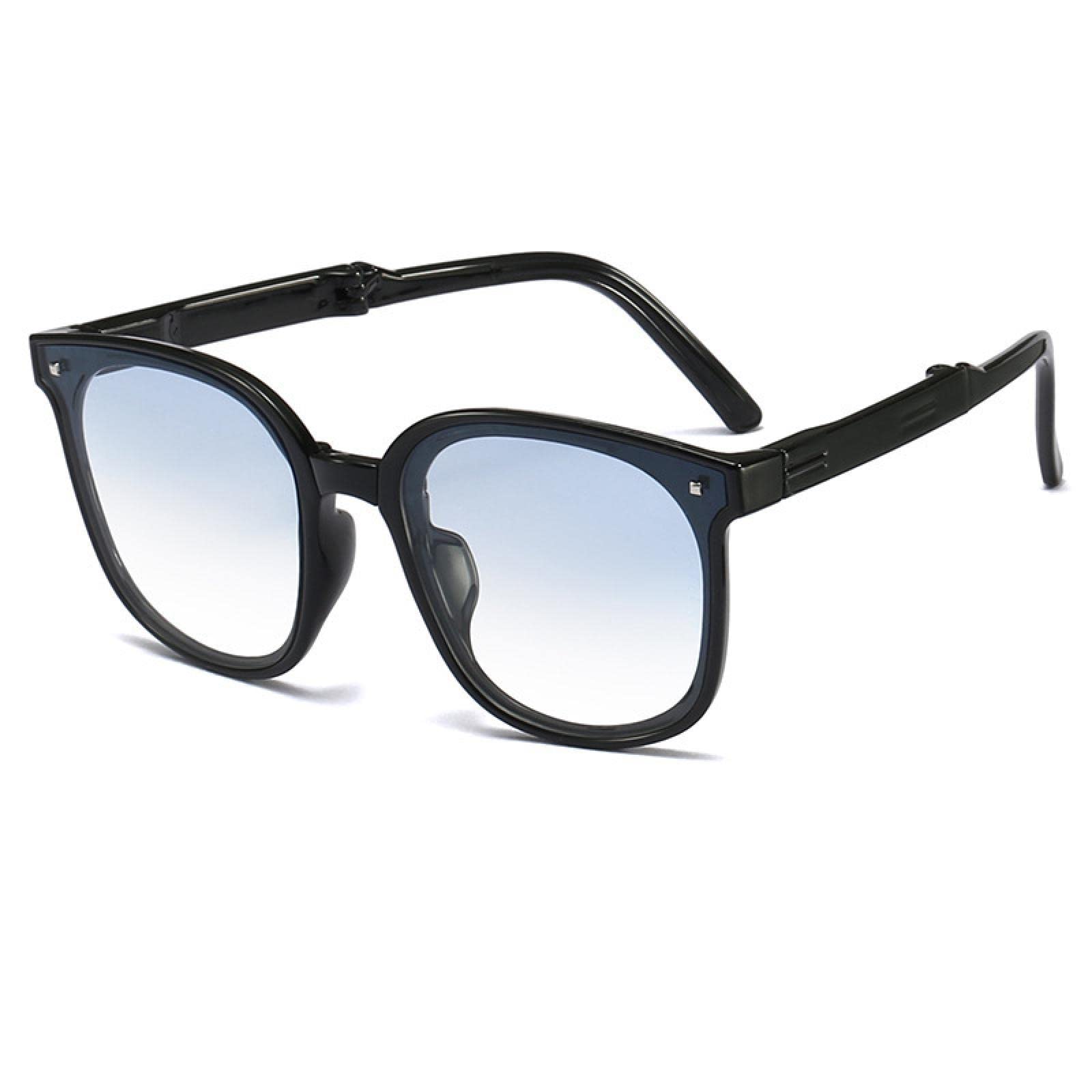 2022 New Folding Banana Sunglasses - UV Protection, Windproof & Trendy for Summer - Black Frame with Blue Fade Lenses - Perfect for Outdoor Sports, Beach & Driving