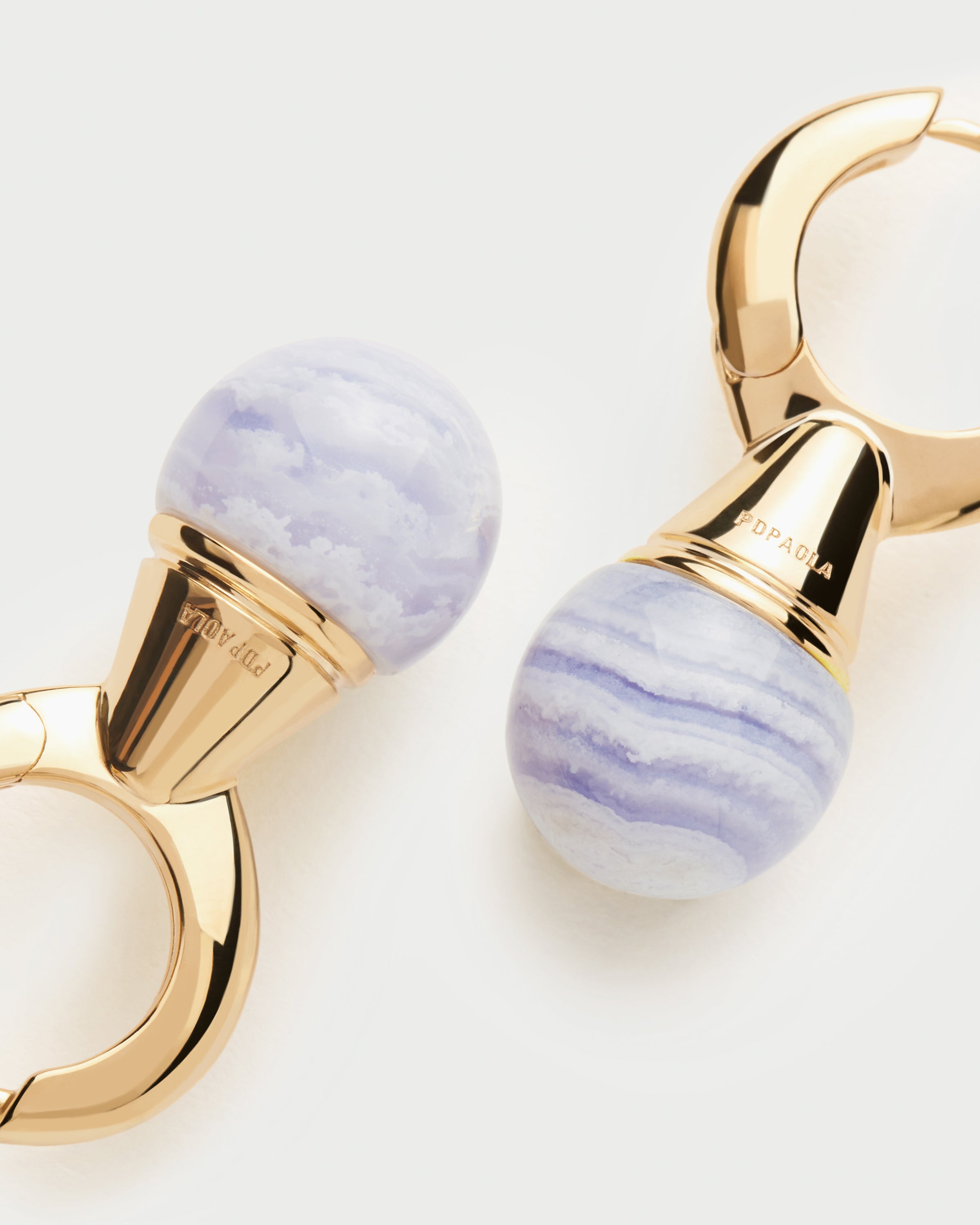 Blue Lace Agate Riviera Hoop Earrings – Elegant Dangle Earrings for Women, Boho Chic Jewelry – Perfect for Weddings, Parties & Everyday Wear