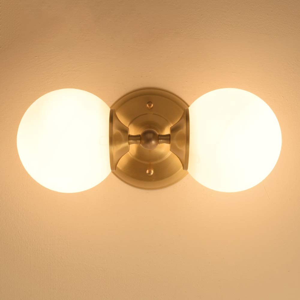 Modern Nordic Wall Lamp - Dual Head Adjustable Copper Wall Light for Bedroom & Living Room | Stylish & Elegant Wall Mounted Lighting Fixture | Perfect for Bedside Reading, Hallway Decor, and Ambient Lighting