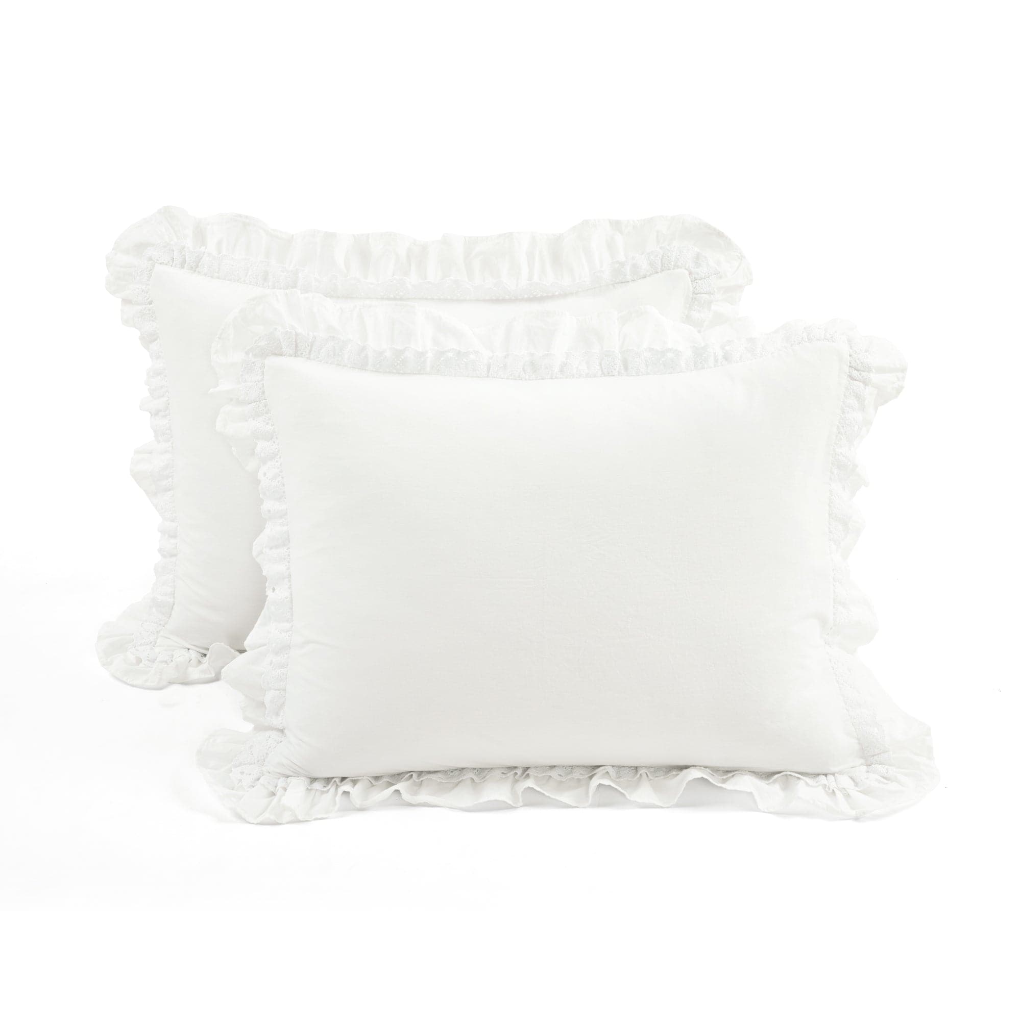Ella Ruffle Lace 100% Cotton Duvet Cover Set - Queen Size 3 Piece Bedding Set with Pillowcases | Soft & Breathable for Comfortable Sleep | Perfect for Master Bedroom, Guest Room & Hotel Decor