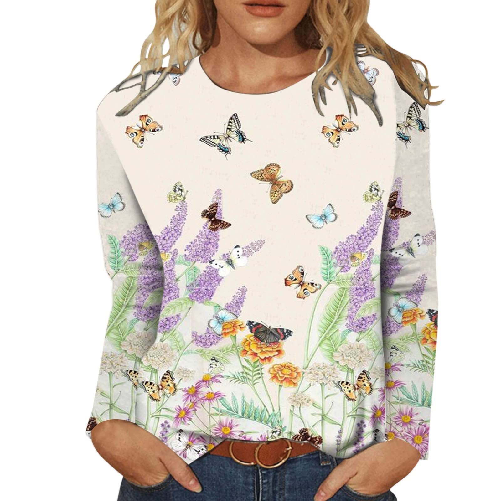Women's Floral Print Casual Tunic Blouse - Summer & Fall Crewneck T-Shirt Top for Workout & Office Wear | Comfortable Tank Style with Stylish Floral Design
