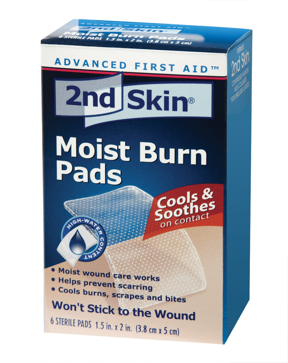 2nd Skin Moist Burn Pads for Minor Burns & Wounds - Small Size (6 Pads/Box) - First Aid Treatment for Kitchen, Camping & Outdoor Activities