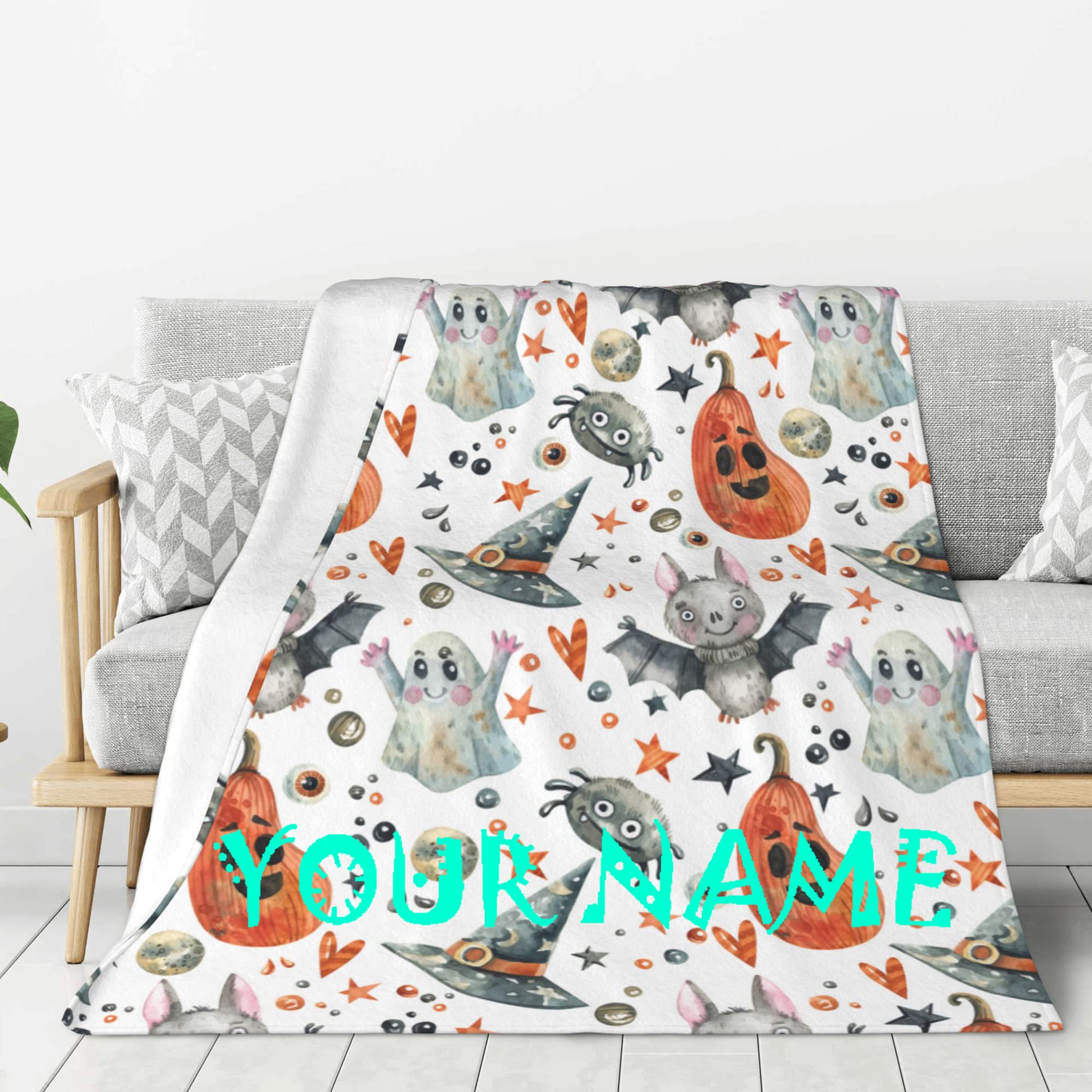 Personalized Custom Blanket with Name - Halloween, Christmas, Birthday, Wedding Gift for Women, Men, Family & Pets - 50