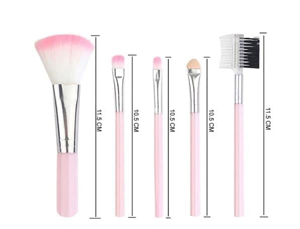 Premium Synthetic Makeup Brush Set - 5 Piece Professional Eye, Lip, Foundation & Highlighter Brushes for Flawless Beauty Application | Perfect for Daily Makeup, Travel & Professional Makeup Artists