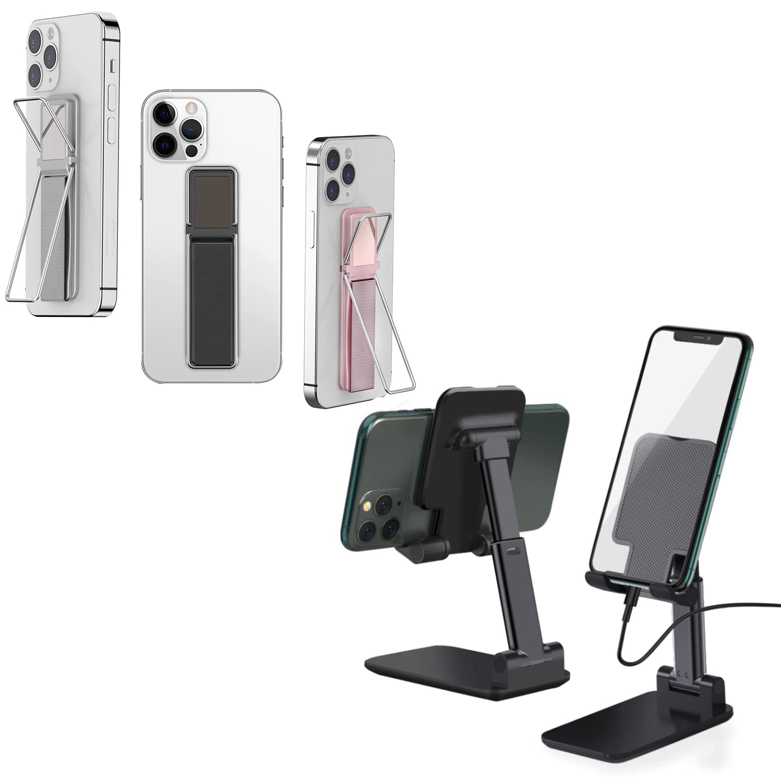 CISID Adjustable Phone Grip Stand with Strap Holder - Universal Phone Stand for Desk & Hand Use - Compatible with All Smartphones (iPhone, Samsung, etc.) - Perfect for Work, Travel, and Watching Videos