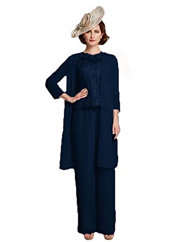 Elegant Chiffon Mother of the Bride Dress with Jacket - 3 Piece Pant Suit Set for Wedding Guest - Long Sleeve Formal Gown for Special Occasions, Ceremonies and Evening Events