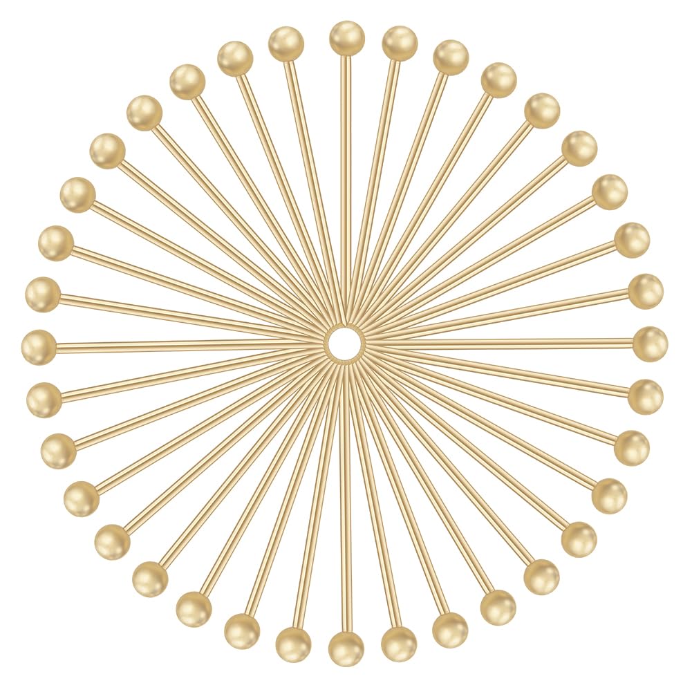 BENECREAT 400PCS 18K Gold Plated Ball Head Pins, 22 Gauge 0.6mm Brass Satin Pins, 0.6 Inch 16mm Straight Headpins for Jewelry Making - Perfect for Pendants, Earrings, Bracelets & DIY Craft Projects