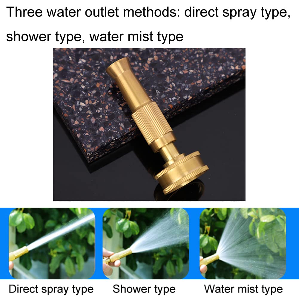 Heavy-Duty Brass Hose Nozzle - High Pressure Adjustable Water Spray Nozzle for Car Washing, Garden Watering & Outdoor Cleaning - 1 Piece Solid Brass Twist Sprayer Nozzle