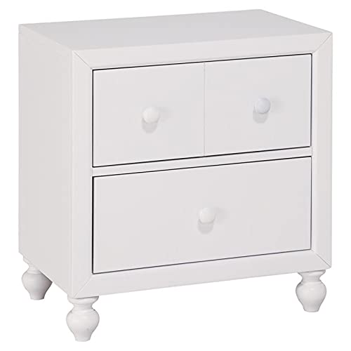 Pemberly Row 2-Drawer Dovetail Nightstand - Modern White Wood Bedside Table for Bedroom, Living Room & Guest Room