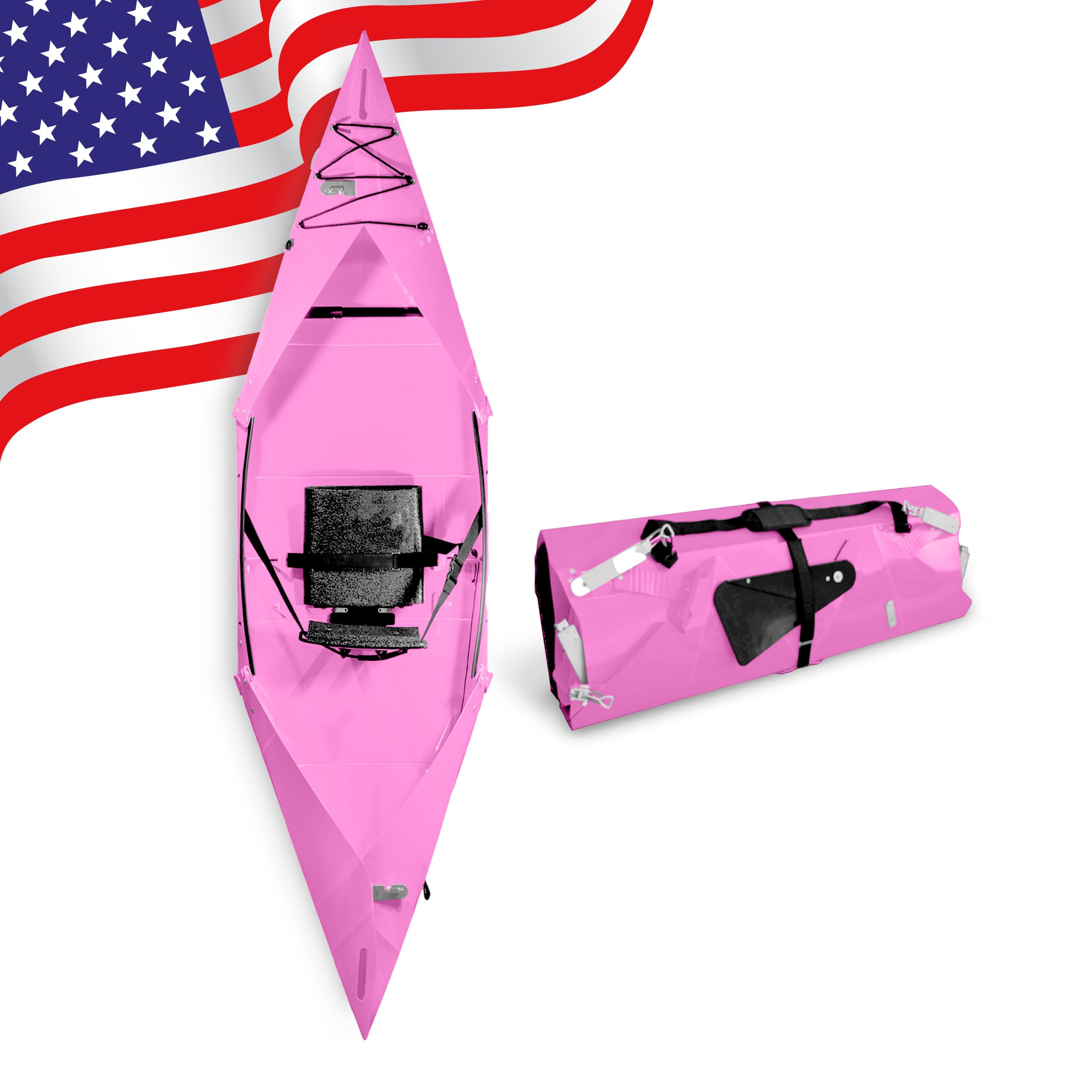 Tucktec 10' Foldable Kayak - Full Size Black Portable Folding Kayak for Adults - Lightweight & Easy to Store - Made in USA - Perfect for Camping, Fishing & Outdoor Adventures