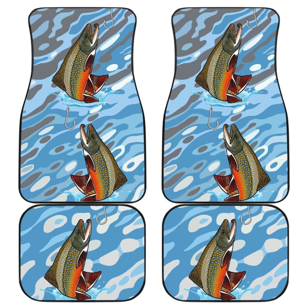 Premium Brook Trout Fishing Car Floor Mats - Non-Slip, Waterproof & Durable - Perfect for Outdoor Enthusiasts & Anglers