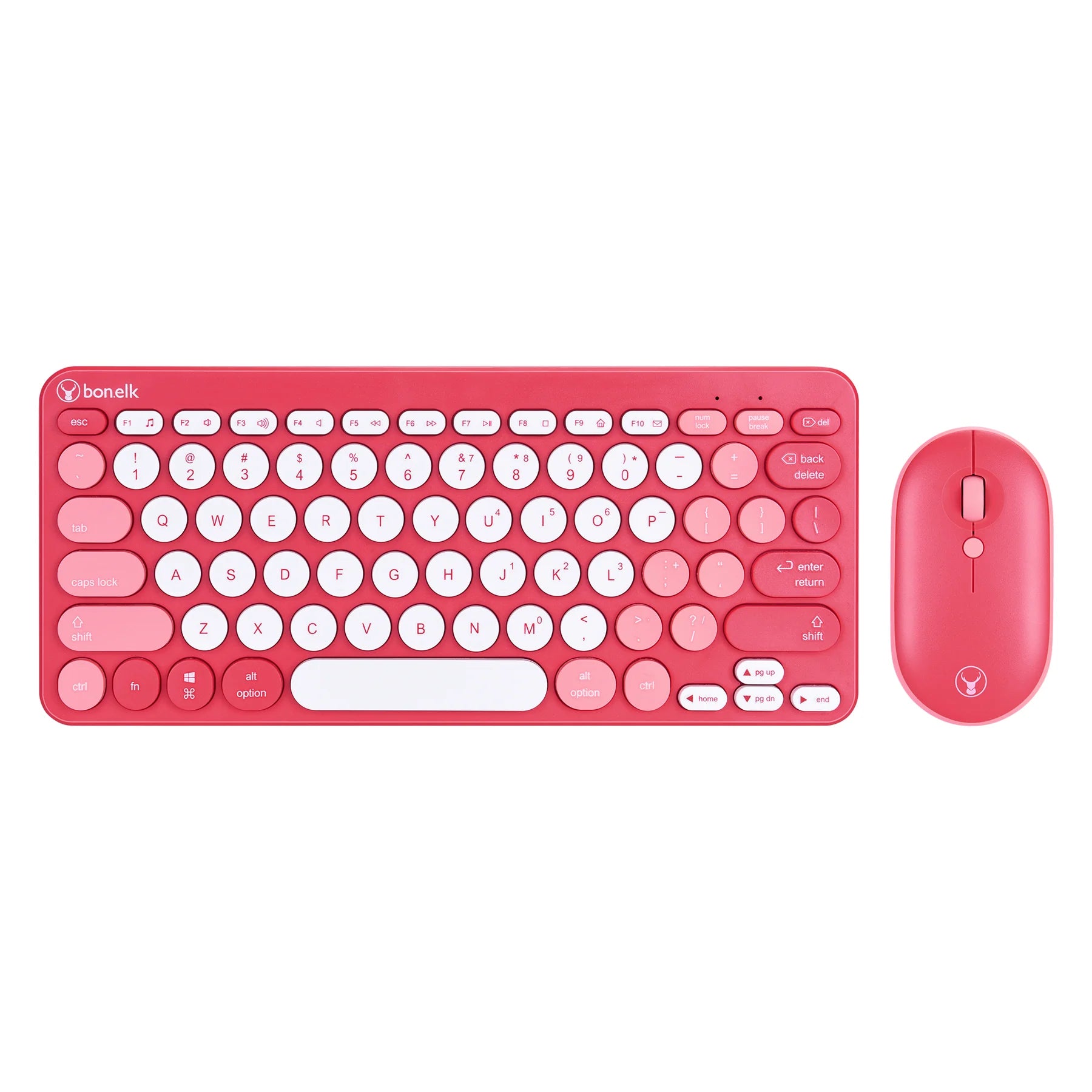 Bonelk KM 383 Wireless Keyboard and Mouse Combo - 2.4GHz USB, Quiet Click, Ergonomic Design (Red) - Perfect for Office, Home, and Gaming Use