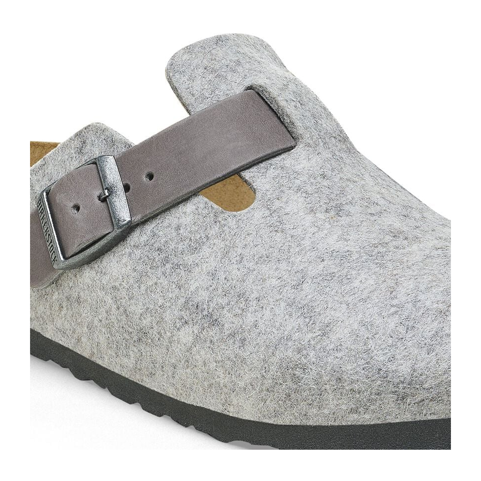 Birkenstock Boston Narrow Clog for Women - Light Gray Leather & Iron Wool - Comfortable Slip-On Shoes for Home, Office & Casual Wear
