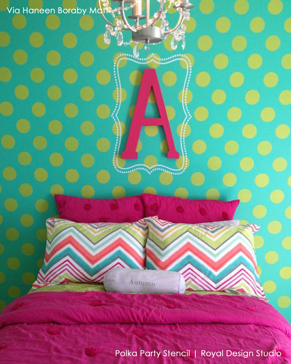 Polka Party Wall Stencil - DIY Home Decor Stencils for Walls, Floors & Furniture - Perfect for Nursery, Kids Room & Party Decorations